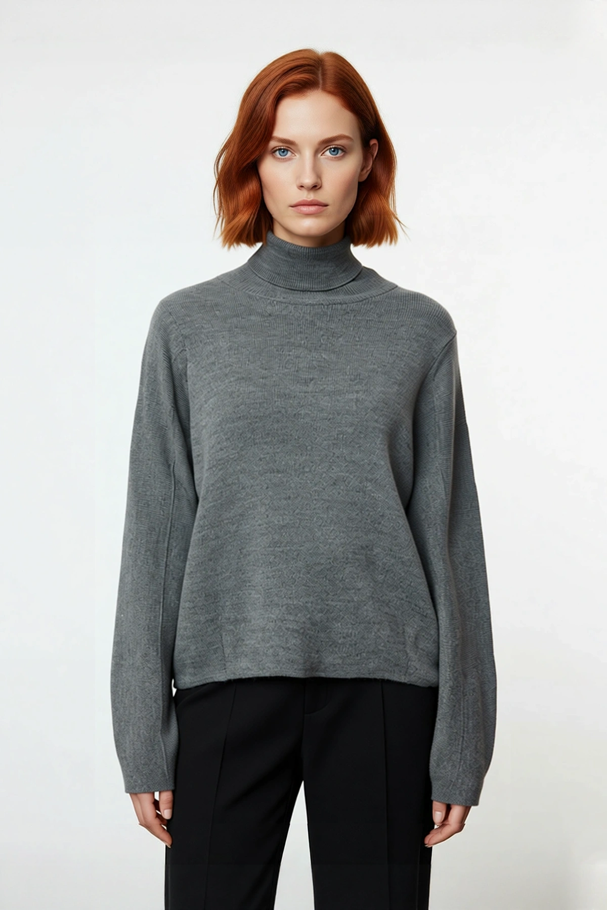 Kadın Oversize Balıkçı Yaka Basic Triko Kazak Kışlık Soğuk Havalar İçin İdeal Şıklık Ve Rahatlık