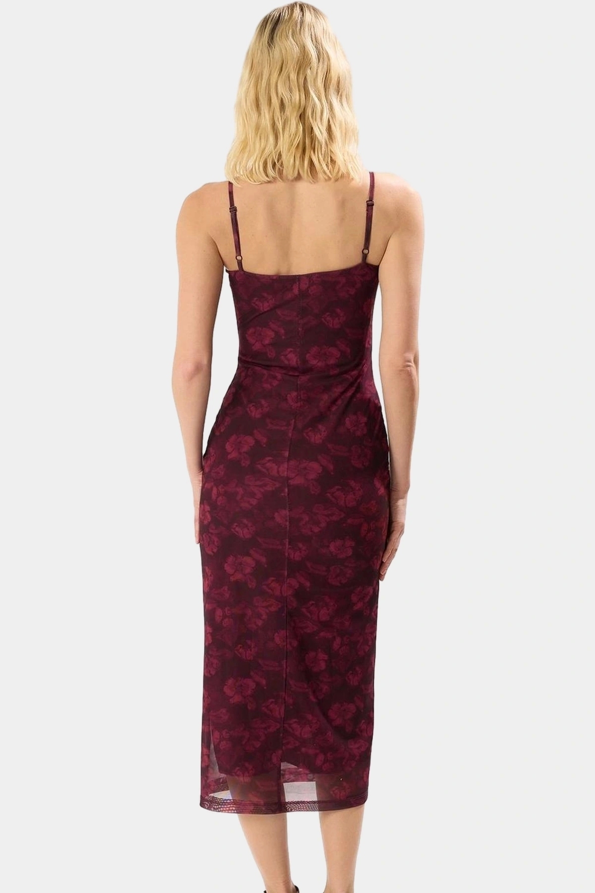 Kadın Midi Tül Elbise V Yaka Bodycon Kesim Yazlık Örme Kumaş Günlük Kullanım Modern Tasarım