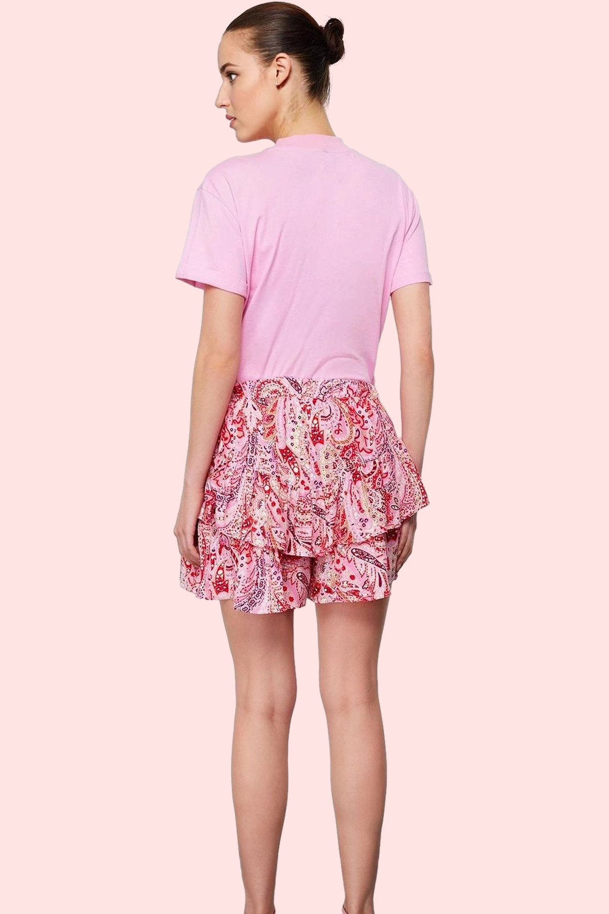 Kadın Moda Şal Desenli Şort Etek Yüksek Belli Kısa Boy Yazlık Günlük Yazlık Şort