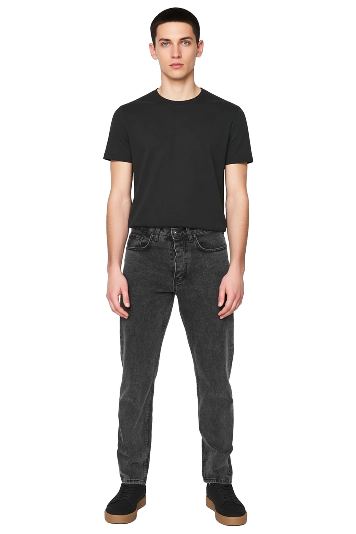 Erkek Moda Essential Fit Kot Pantolon Pamuk Günlük Ve Casual Kombinler Mevsimlik Kullanım
