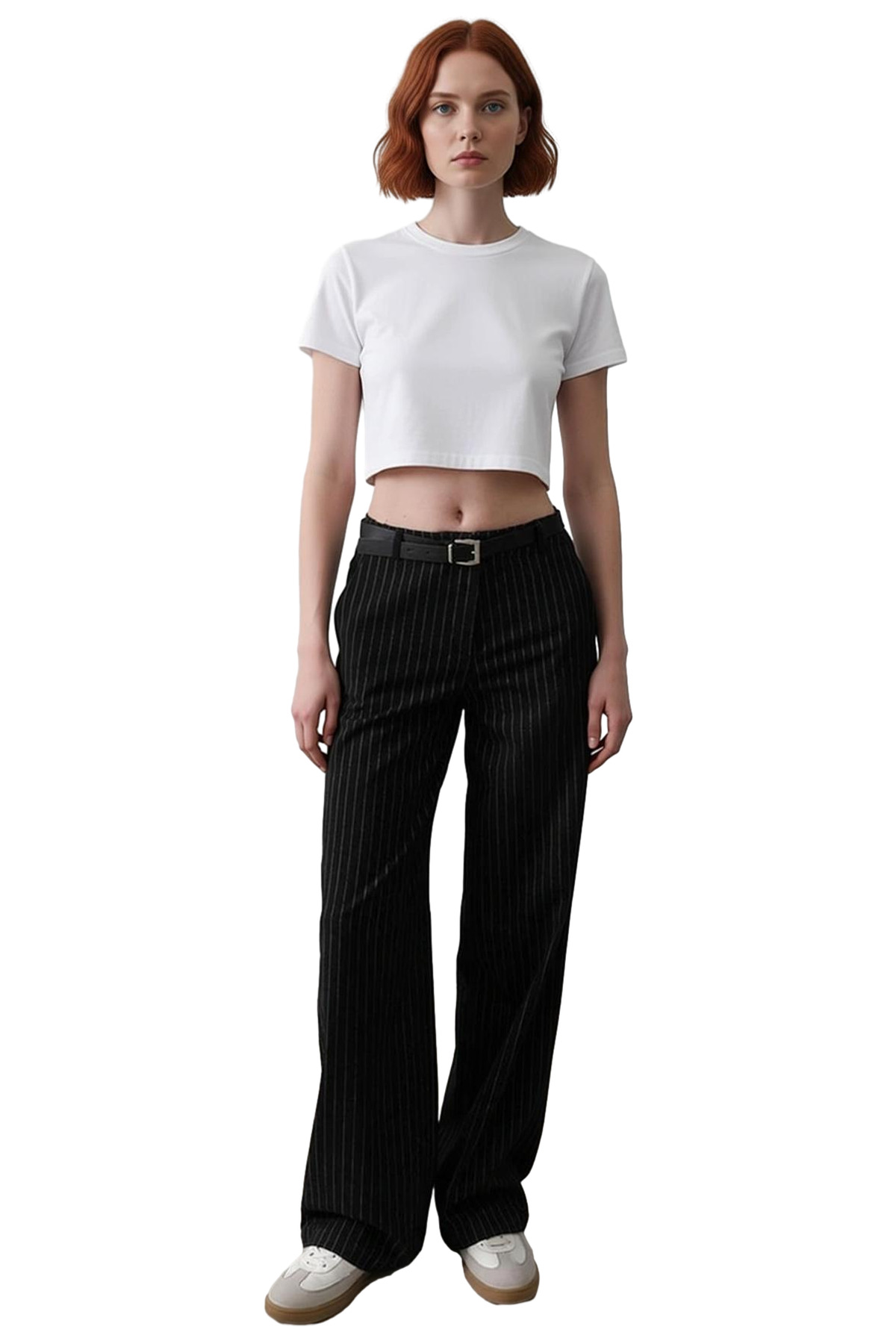 Kadın Çizgili Wide Leg Pantolon Fonksiyonel Dayanıklı Kaliteli Konforlu Estetik Premium Şık