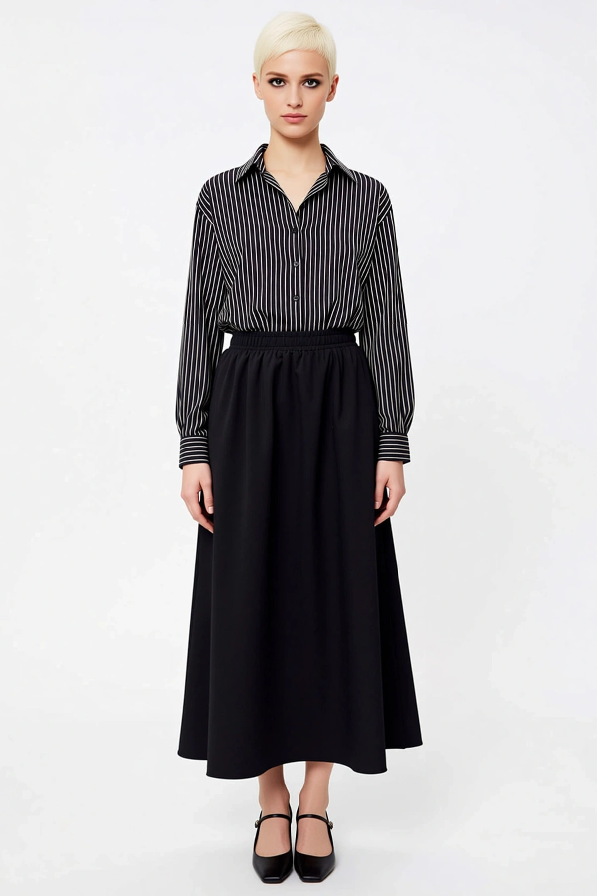 Moda Regular Düz Desen Günlük Maxi Boy A-line Maxi Boy Dokuma Etek