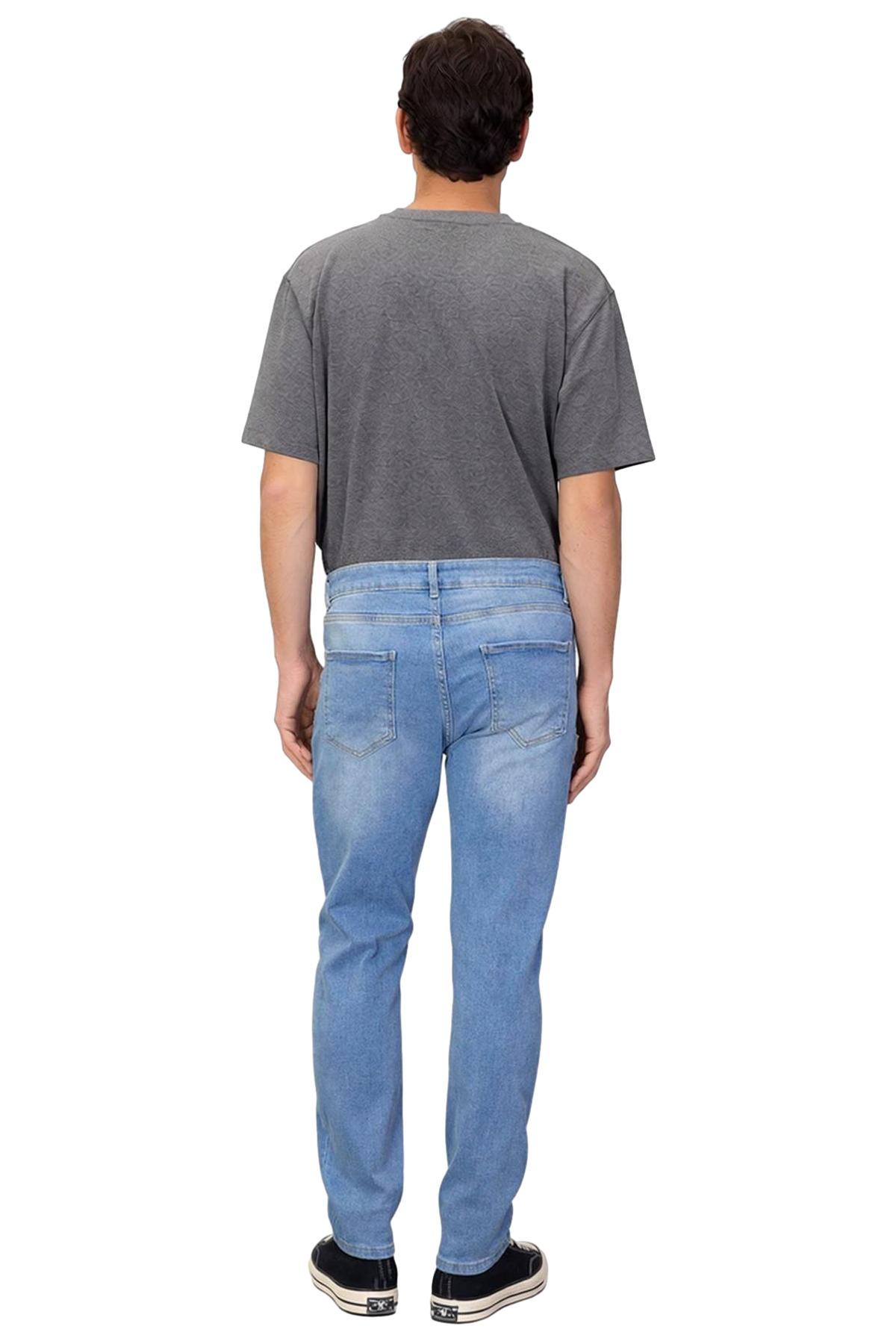 Erkek Moda Slim Fit Dar Kesim Denim Kot Pantolon Yırtık Detaylı Casual Günlük Dayanıklı Malzeme