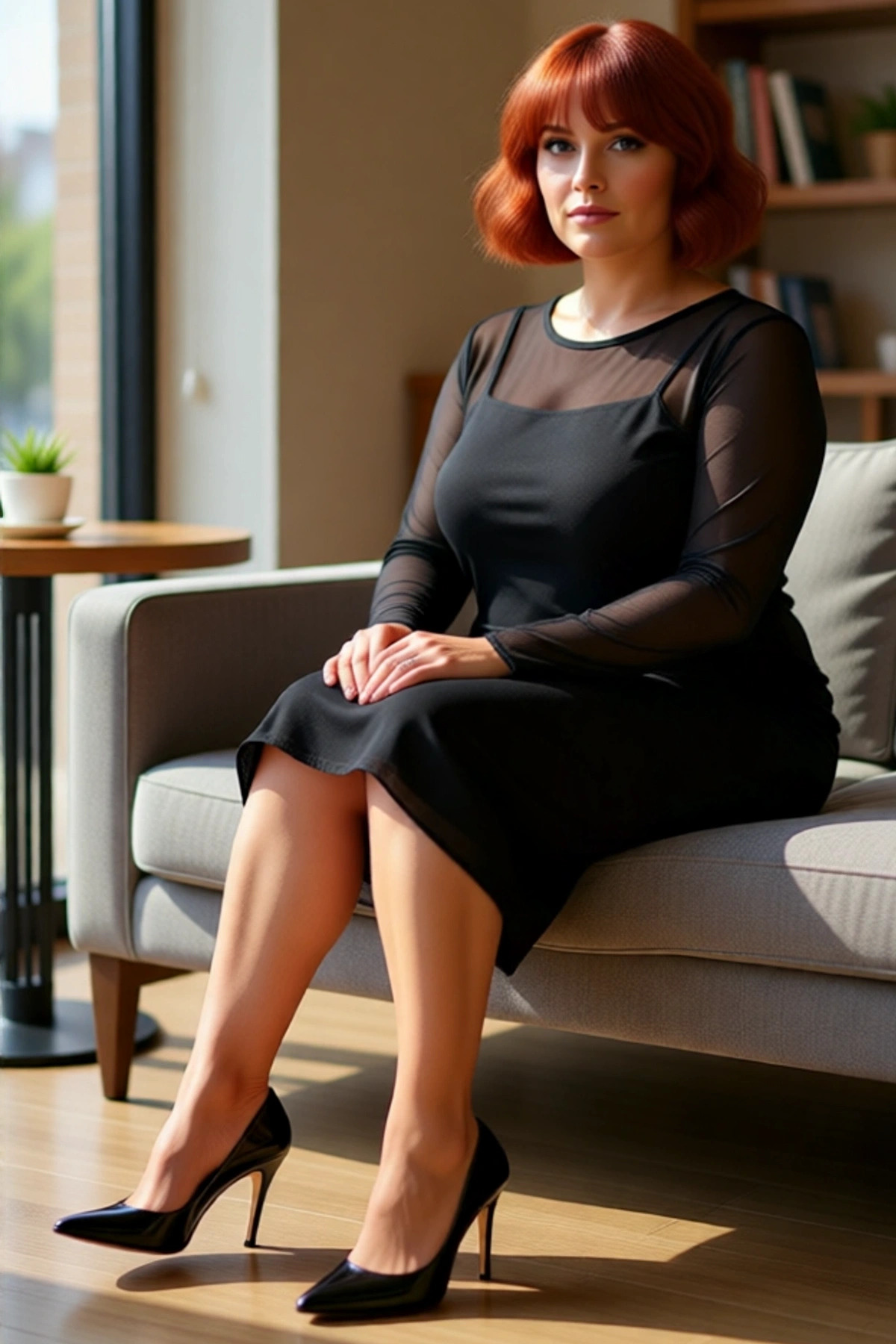 Kadınlara Özel Bodycon Fit Midi Elbise Tül Detaylı Uzun Kol Örme Kumaş İlkbahar Sonbahar Şıklığı