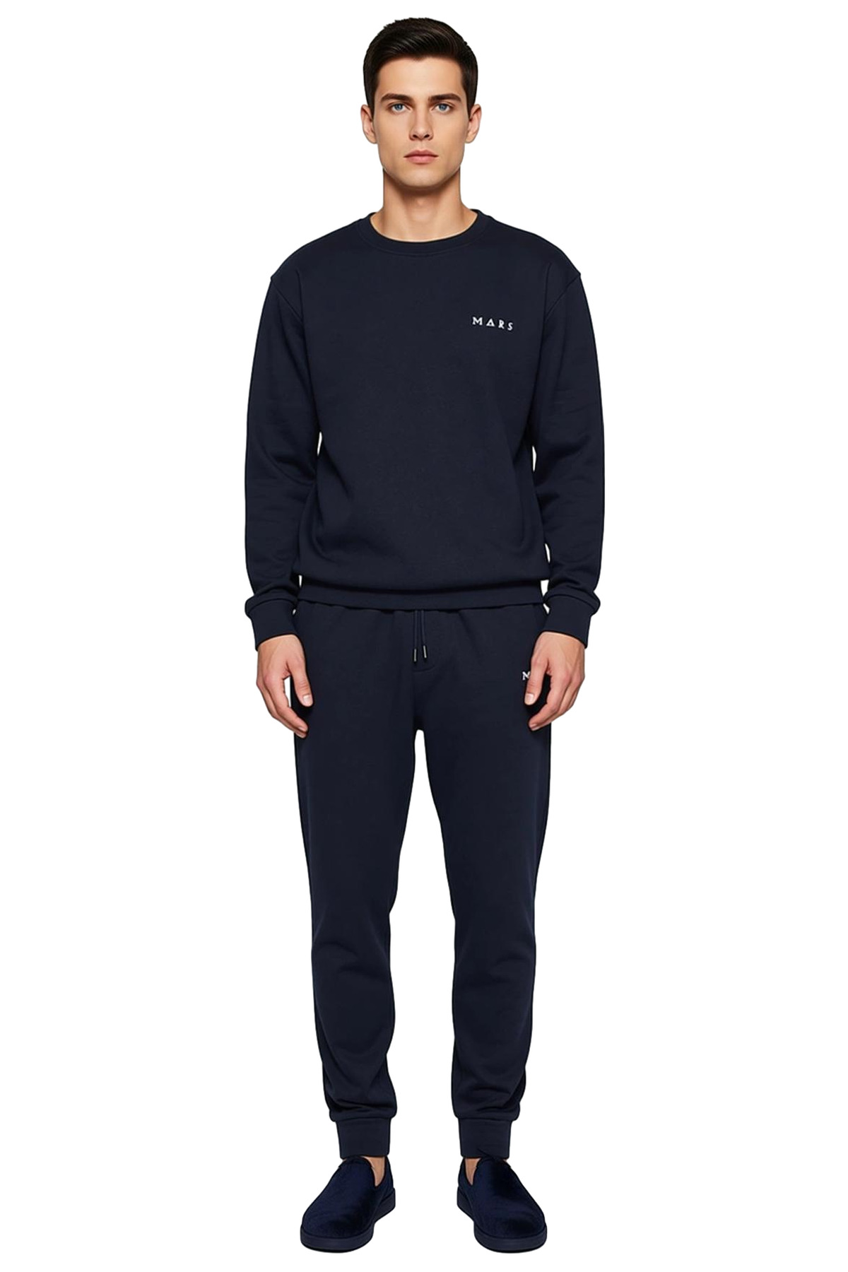 Erkek Nakışlı Bisiklet Yaka Sweatshirt ve Eşofman Altı Takımı Fonksiyonel Dayanıklı Modern