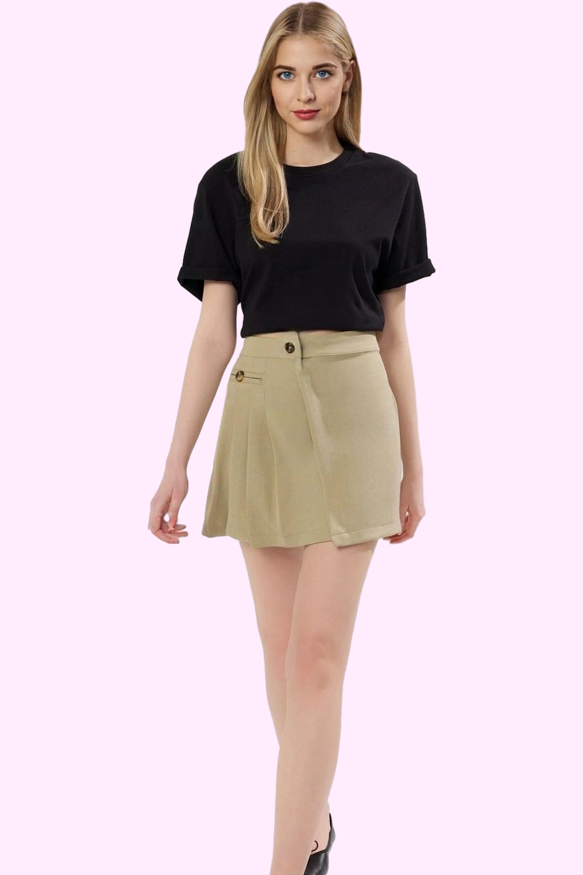 Kadın Mini Boy Pile Detaylı Dokuma Etek Günlük Casual Stil Hafta Sonu Yaz Aylarının Vazgeçilmezi