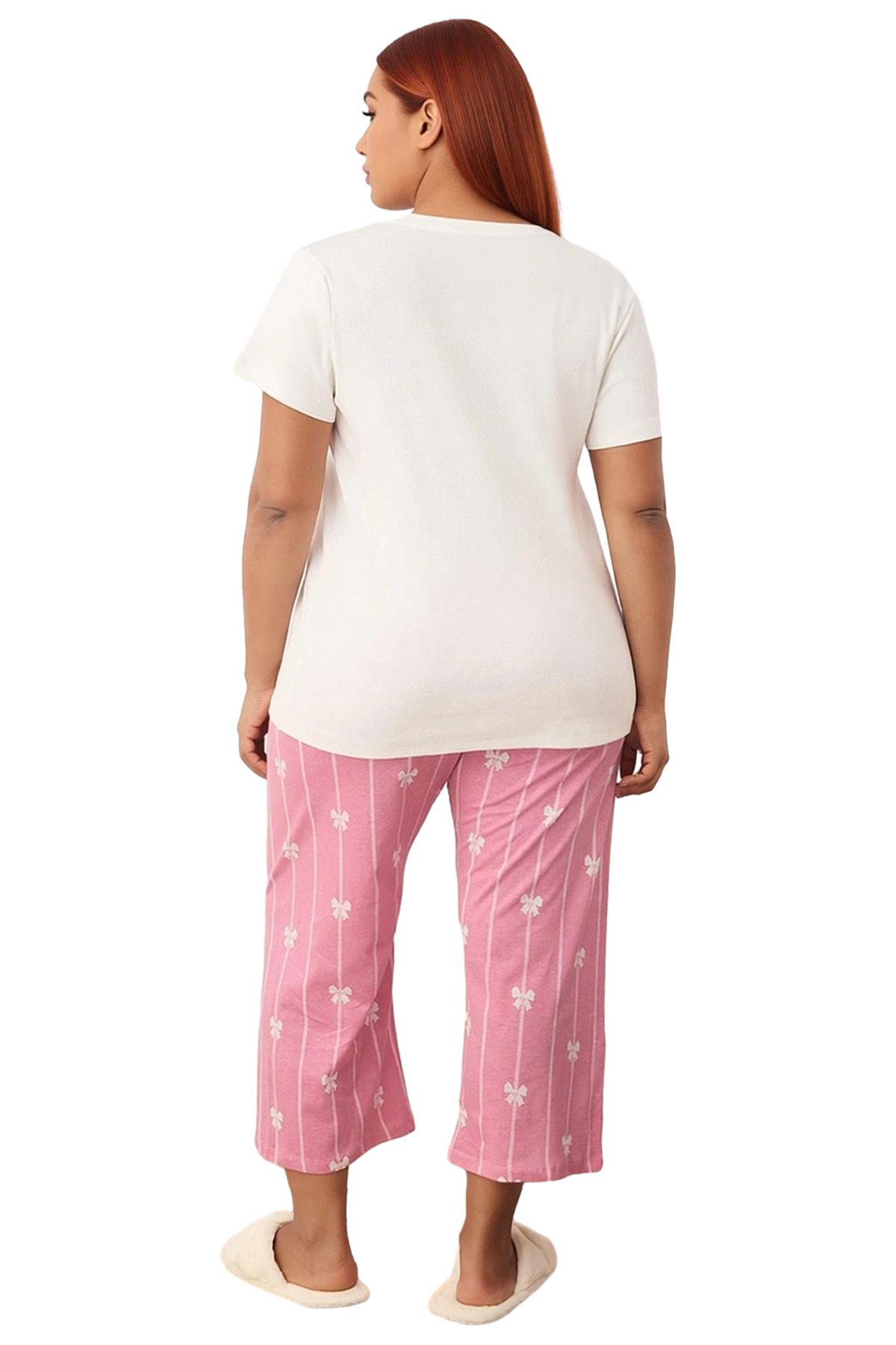 Kadın V Yaka Baskılı Pijama Takımı Fonksiyonel Dayanıklı Kaliteli Konforlu Estetik Premium