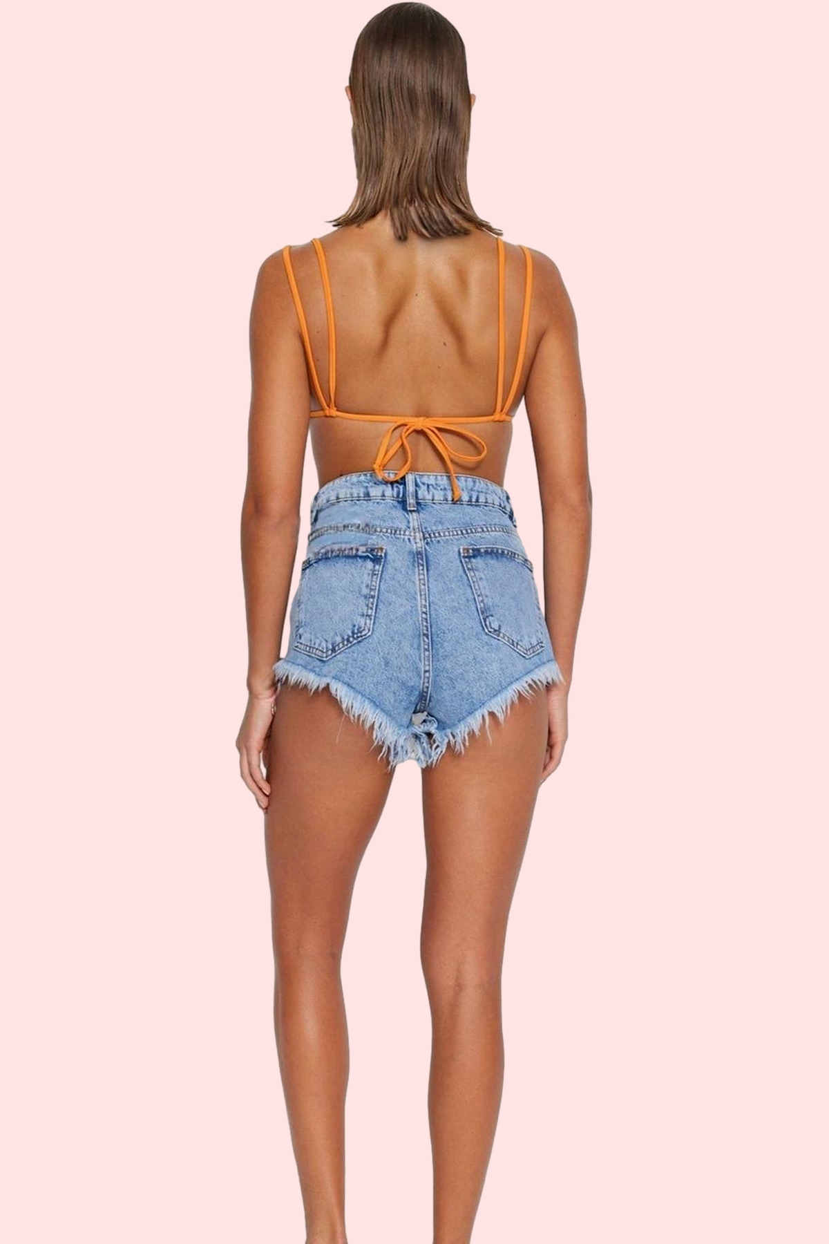 Kadın Moda Denim Şort Yüksek Bel Straight Kalıp Pamuk Yazlık Şort Günlük Kullanım