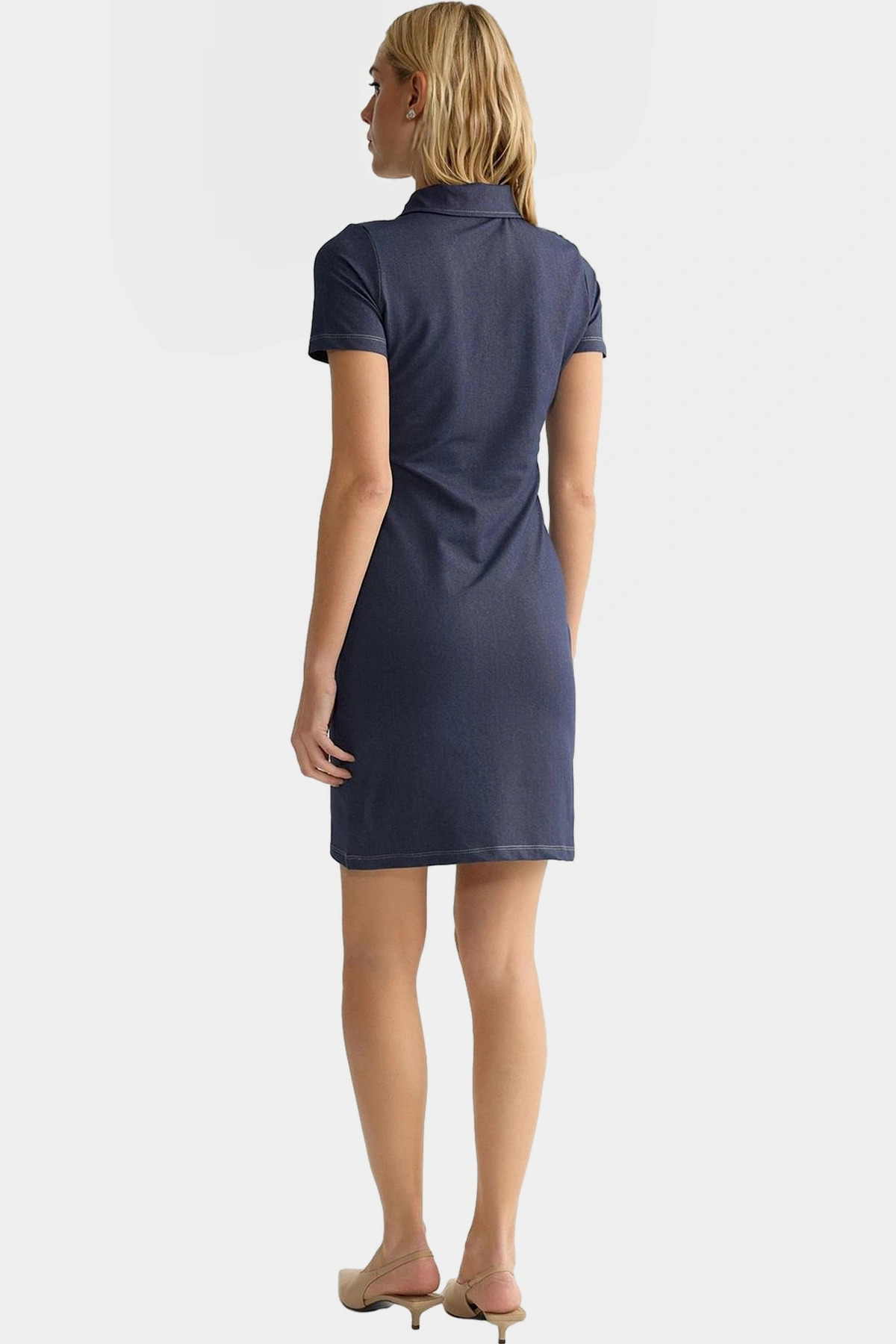 Kadın Polo Yaka Mini Örme Elbise Bodycon Kesim Rahat Günlük Şık Yaz Aylarının Vazgeçilmezi