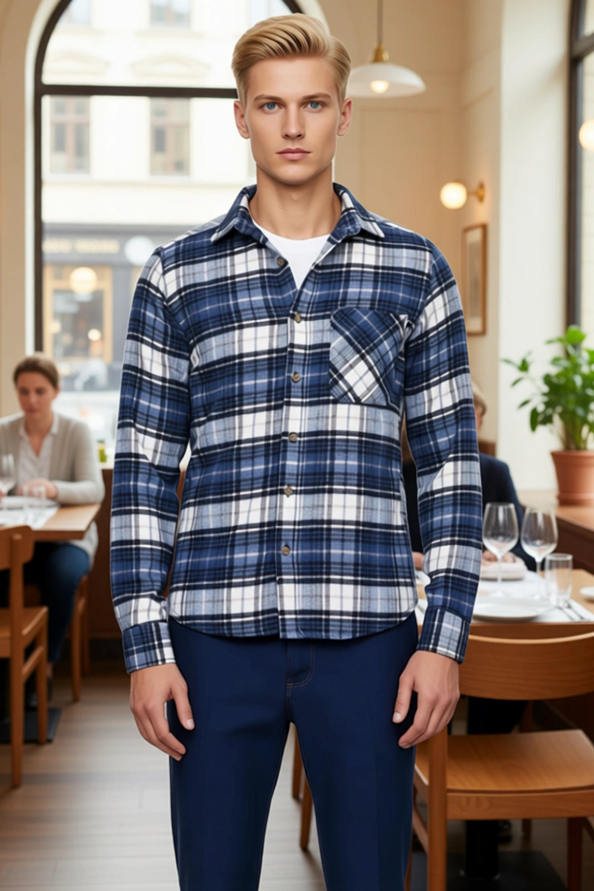 Erkek Ekose Desenli Slim Fit Flanel Oduncu Gömlek Fonksiyonel Dayanıklı Kaliteli Konforlu Şık