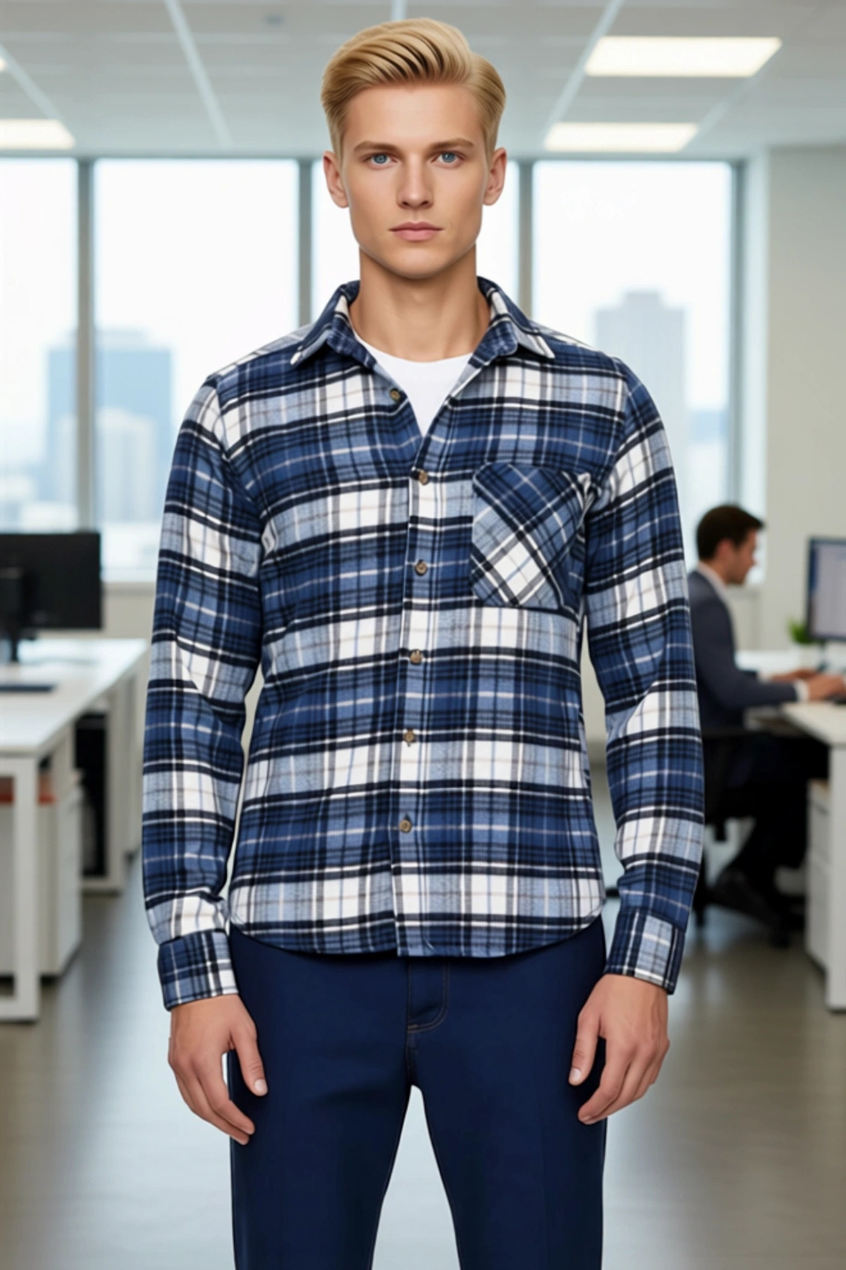 Erkek Ekose Desenli Slim Fit Flanel Oduncu Gömlek Fonksiyonel Dayanıklı Kaliteli Konforlu Şık
