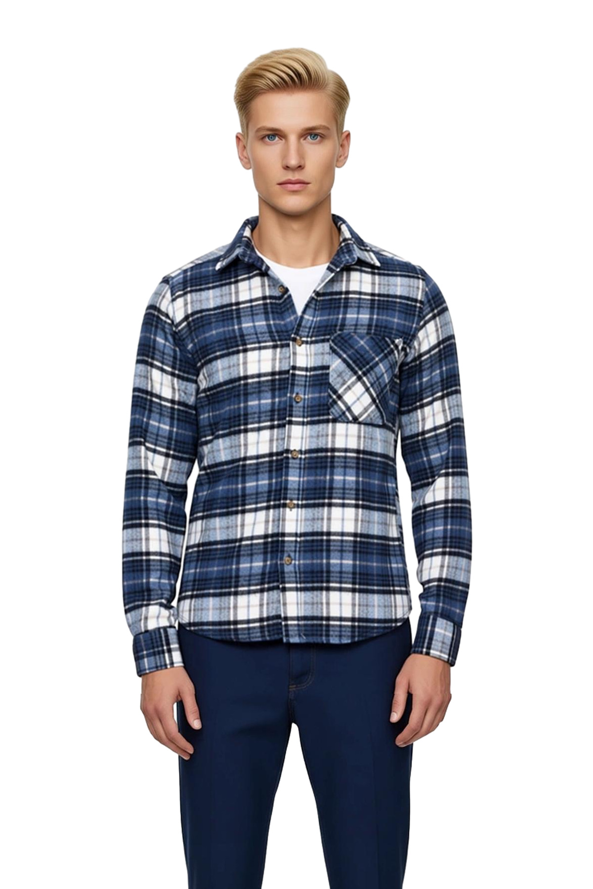 Erkek Ekose Desenli Slim Fit Flanel Oduncu Gömlek Fonksiyonel Dayanıklı Kaliteli Konforlu Şık