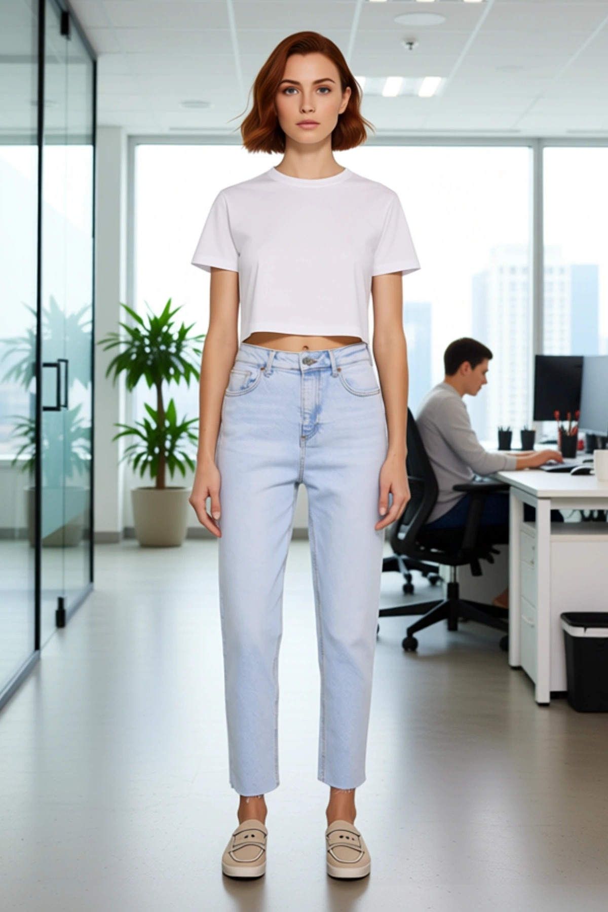Kadın Moda Yüksek Bel Mom Jean Boru Paça Günlük Kombinler Care Koleksiyonu Mevsimlik Kullanım