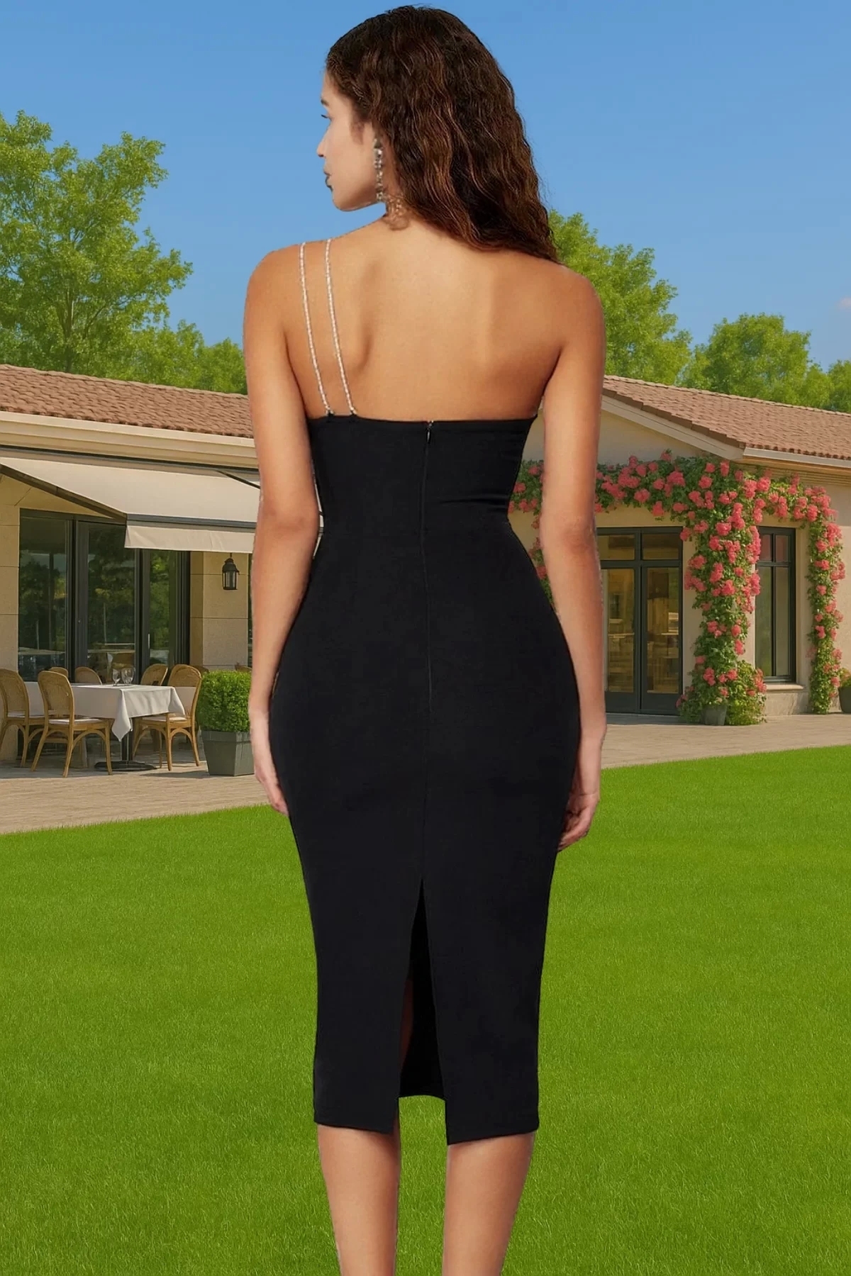 Kadın Tek Omuzlu Midi Boy Bodycon Elbise Yazlık Özel Tasarım Şık Abiye Yaz Aylarının Vazgeçilmezi