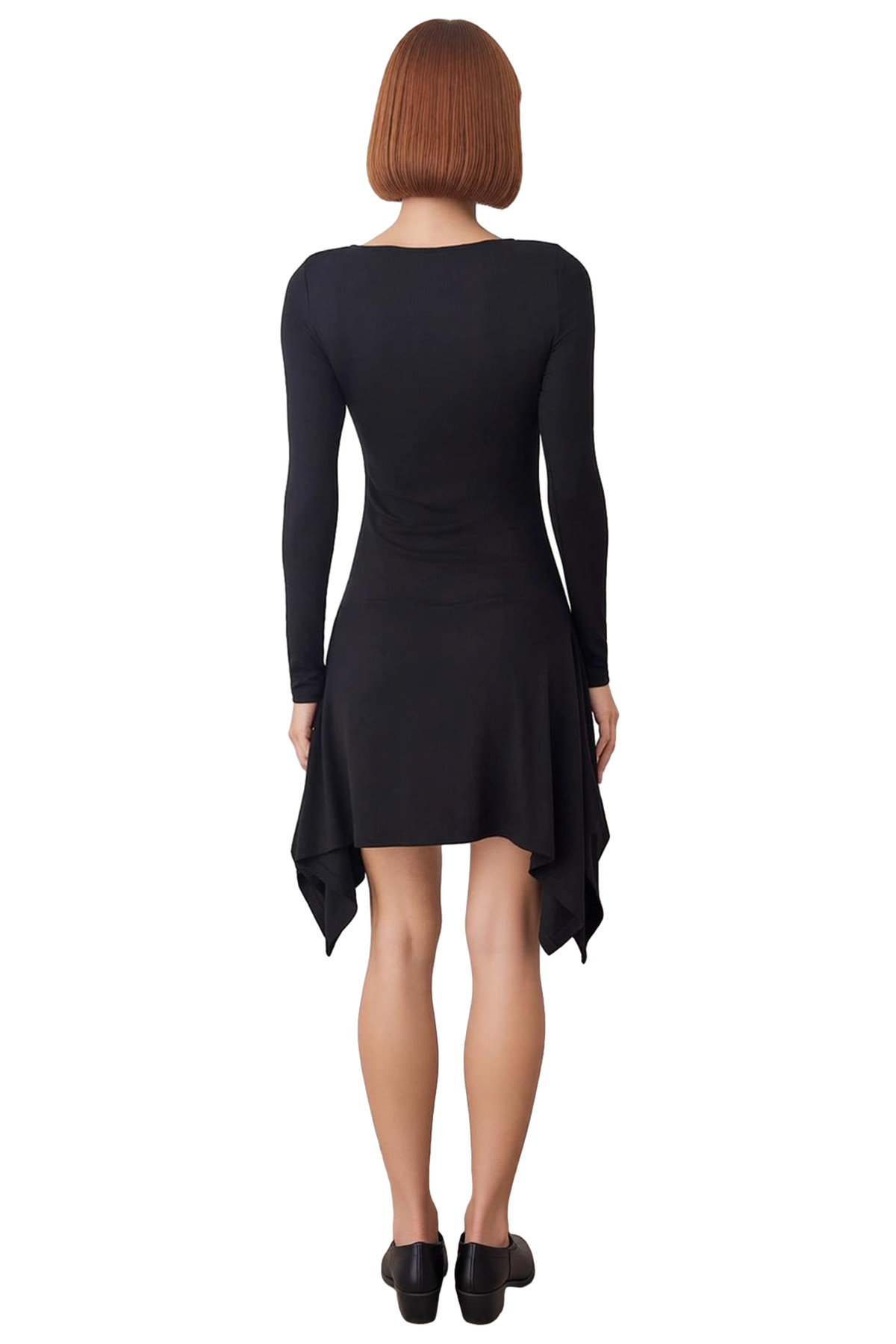 Kadın Düz Desen Bodycon Kalıp Kayık Yaka Uzun Kollu Asimetrik Mini Örme Elbise Gündelik Şıklık İçin