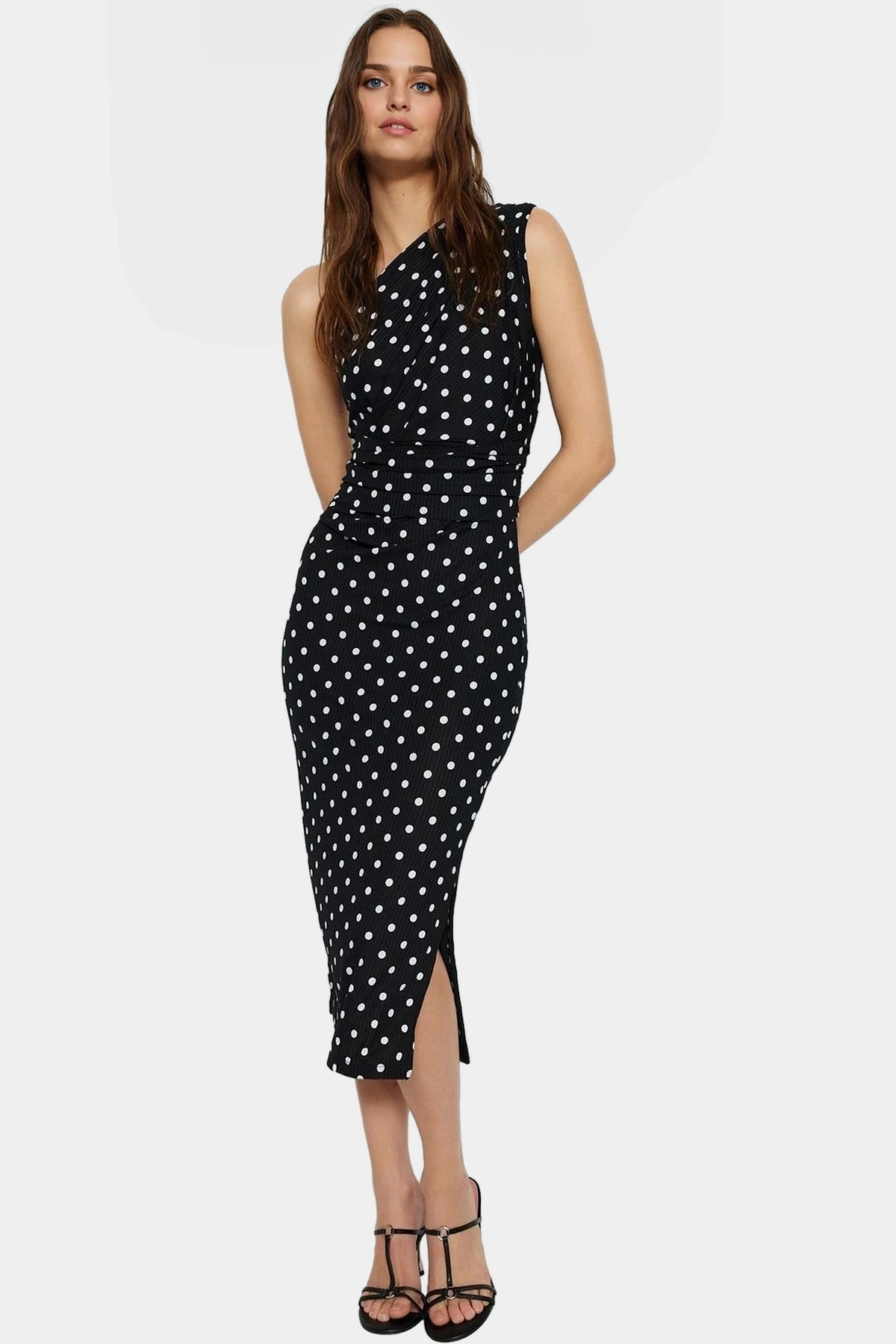 Kadın Tek Omuz Püsküllü Midi Elbise Desenli Bodycon Kalıp Günlük Ve Özel Günler Hafta Sonu