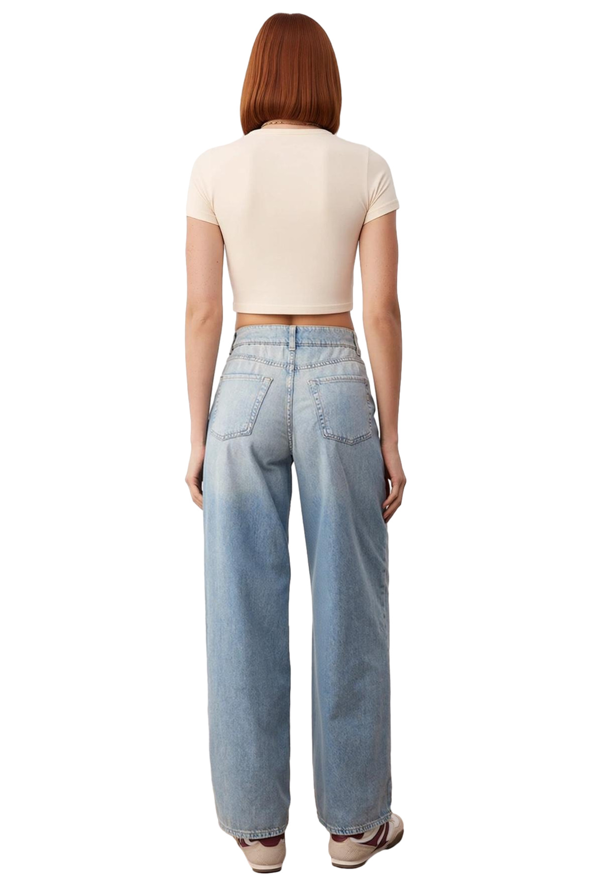 Kadın Wide Leg Denim Pantolon Yüksek Bel Günlük Kullanım Fonksiyonel Dayanıklı Kaliteli Şık