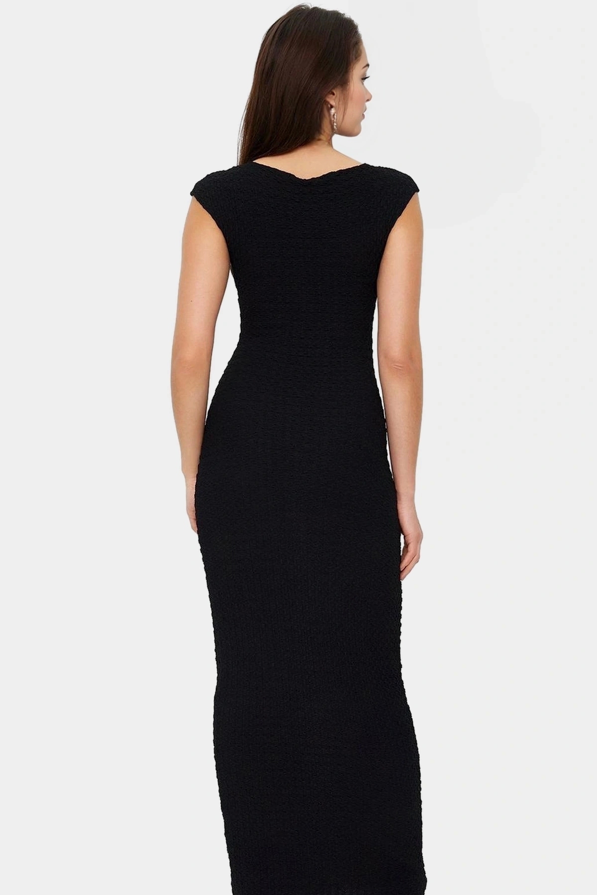 Kadın Örme Midi Elbise Bodycon Kalıp Kayık Yaka Yazlık Günlük Şık Yaz Aylarının Vazgeçilmezi