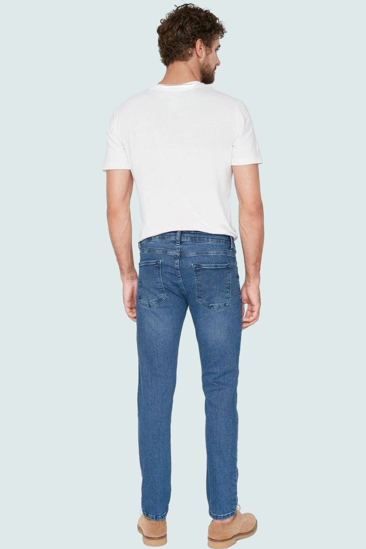 Erkek Moda Skinny Fit Dar Kesim Kot Pantolon Pamuk Günlük Kullanım Hafta Sonu Dayanıklı Malzeme