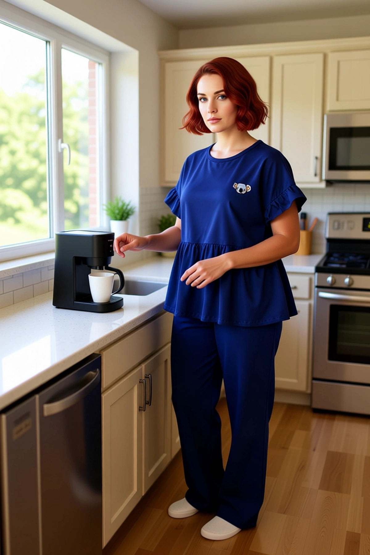 Kadın Nakışlı Volanlı Pijama Takımı Fonksiyonel Dayanıklı Kaliteli Konforlu Estetik Modern