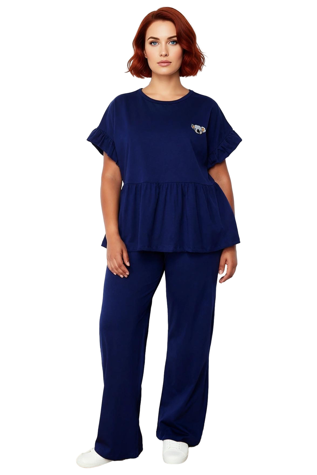 Kadın Nakışlı Volanlı Pijama Takımı Fonksiyonel Dayanıklı Kaliteli Konforlu Estetik Modern