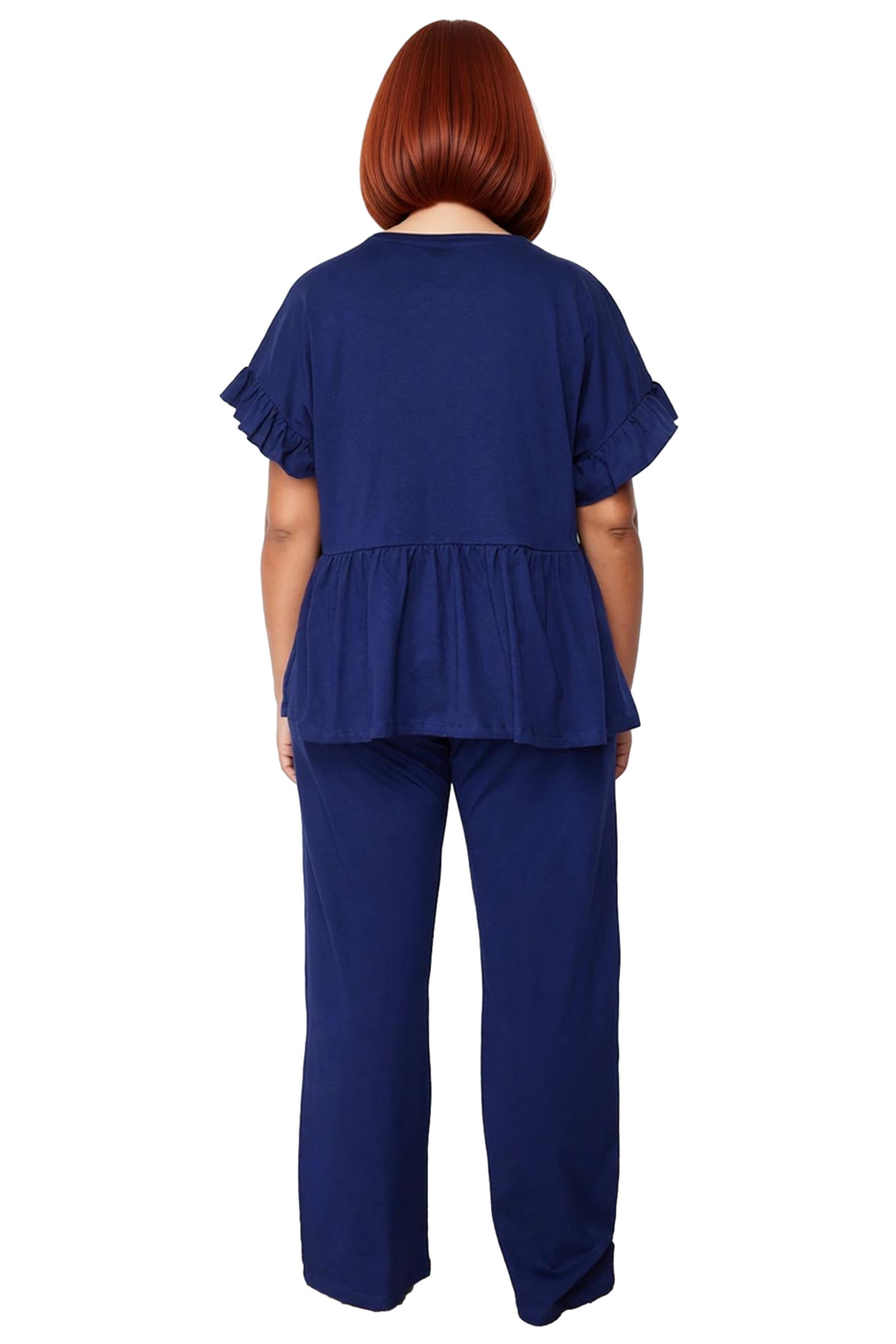 Kadın Nakışlı Volanlı Pijama Takımı Fonksiyonel Dayanıklı Kaliteli Konforlu Estetik Modern