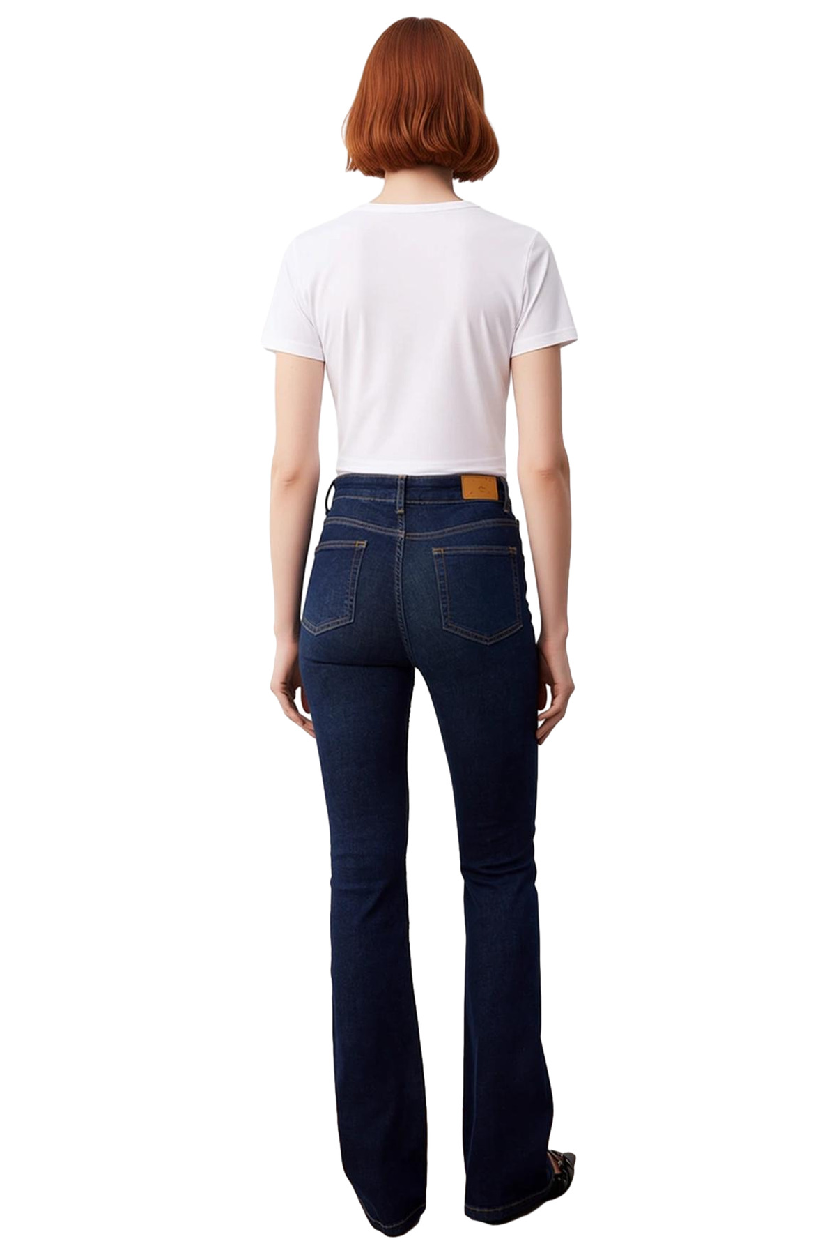 Kadın Moda Yüksek Bel Flare Jean Pantolon Stretch Kumaş Günlük Stil Hafta Sonu Kaliteli Malzeme