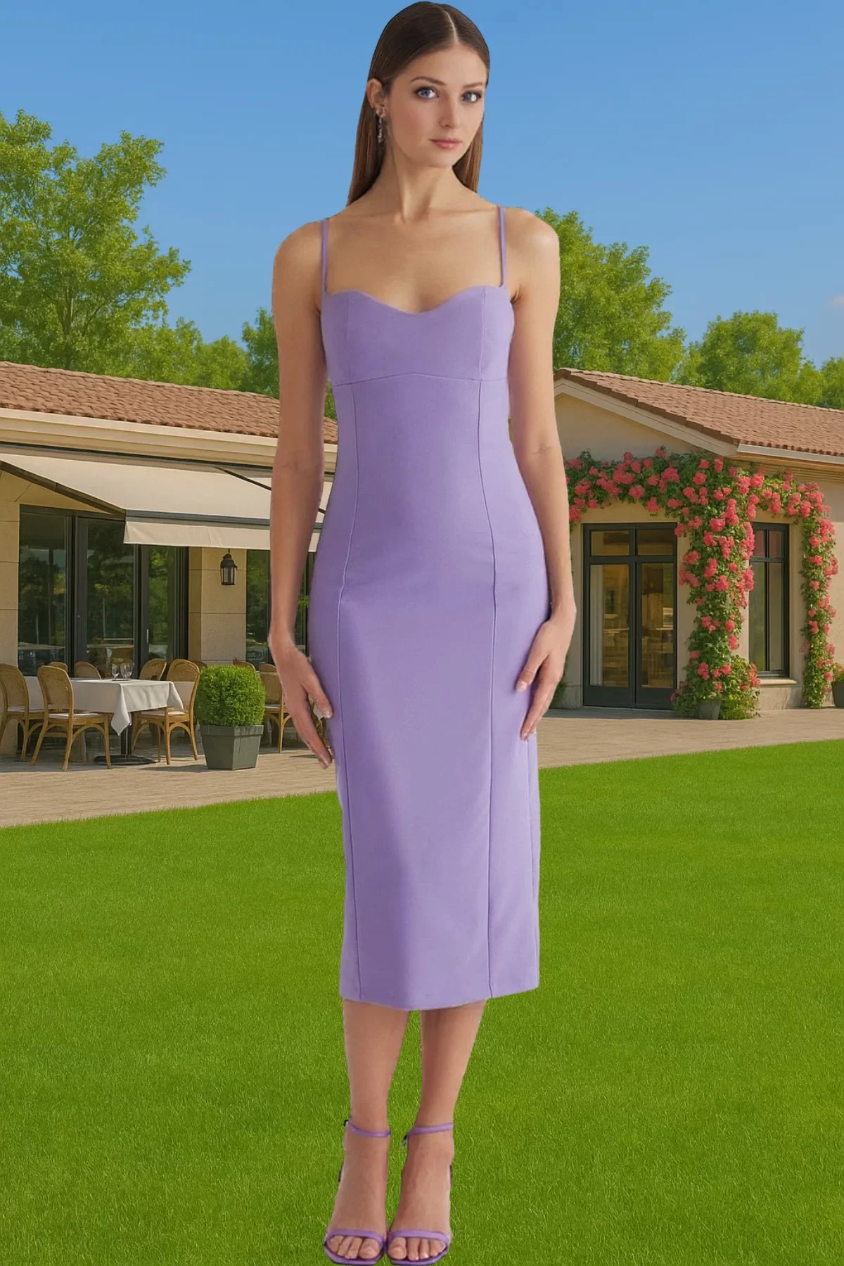 Kadın Midi Boy Bodycon Abiye Elbise Dokuma Kumaştan Özel Günler İçin Zarif Günlük Kullanım