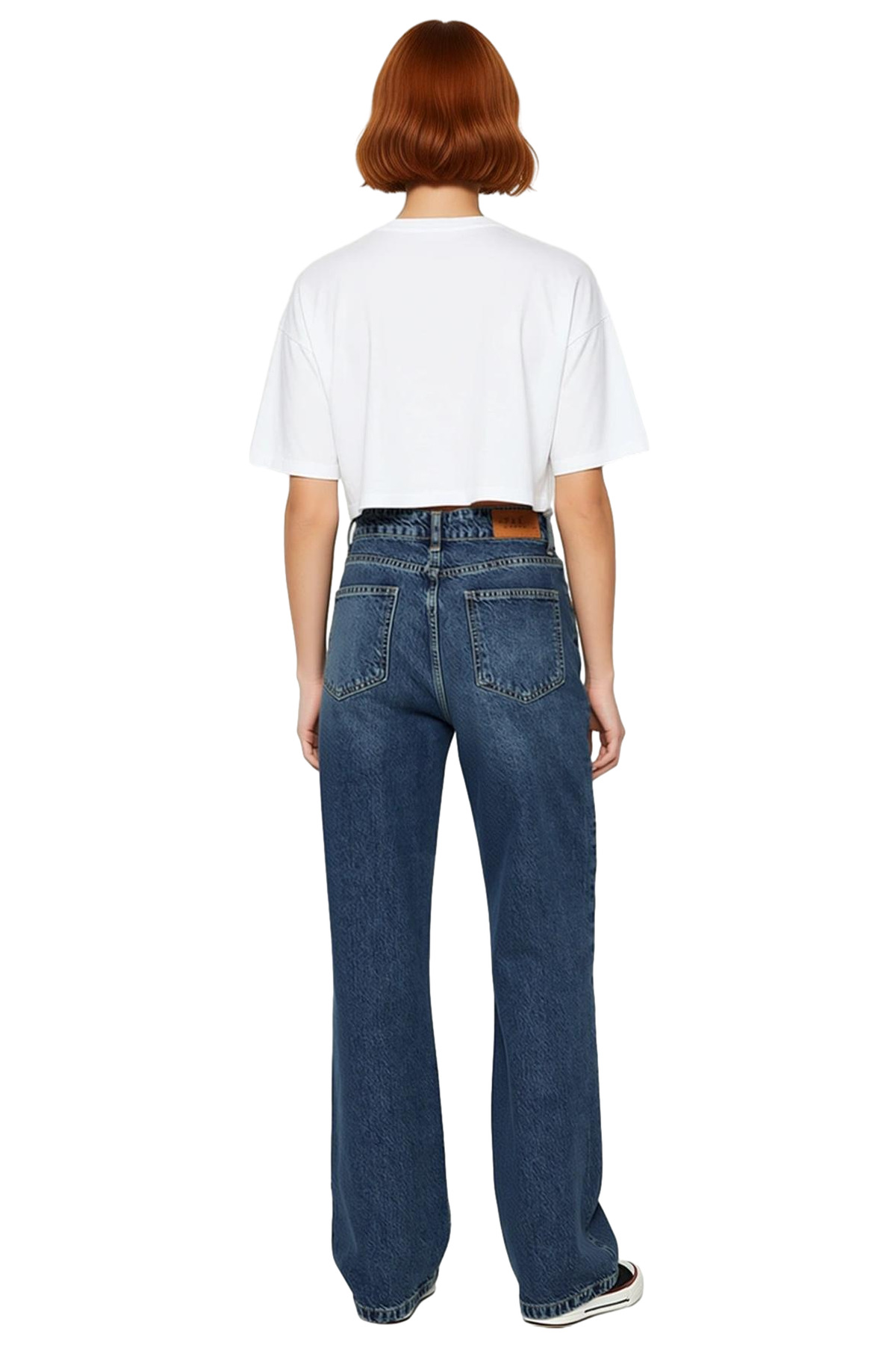 Kadın Moda Yüksek Bel Geniş Paça Denim Jean Pamuk Günlük Kombinler Hafta Sonu Dayanıklı Malzeme