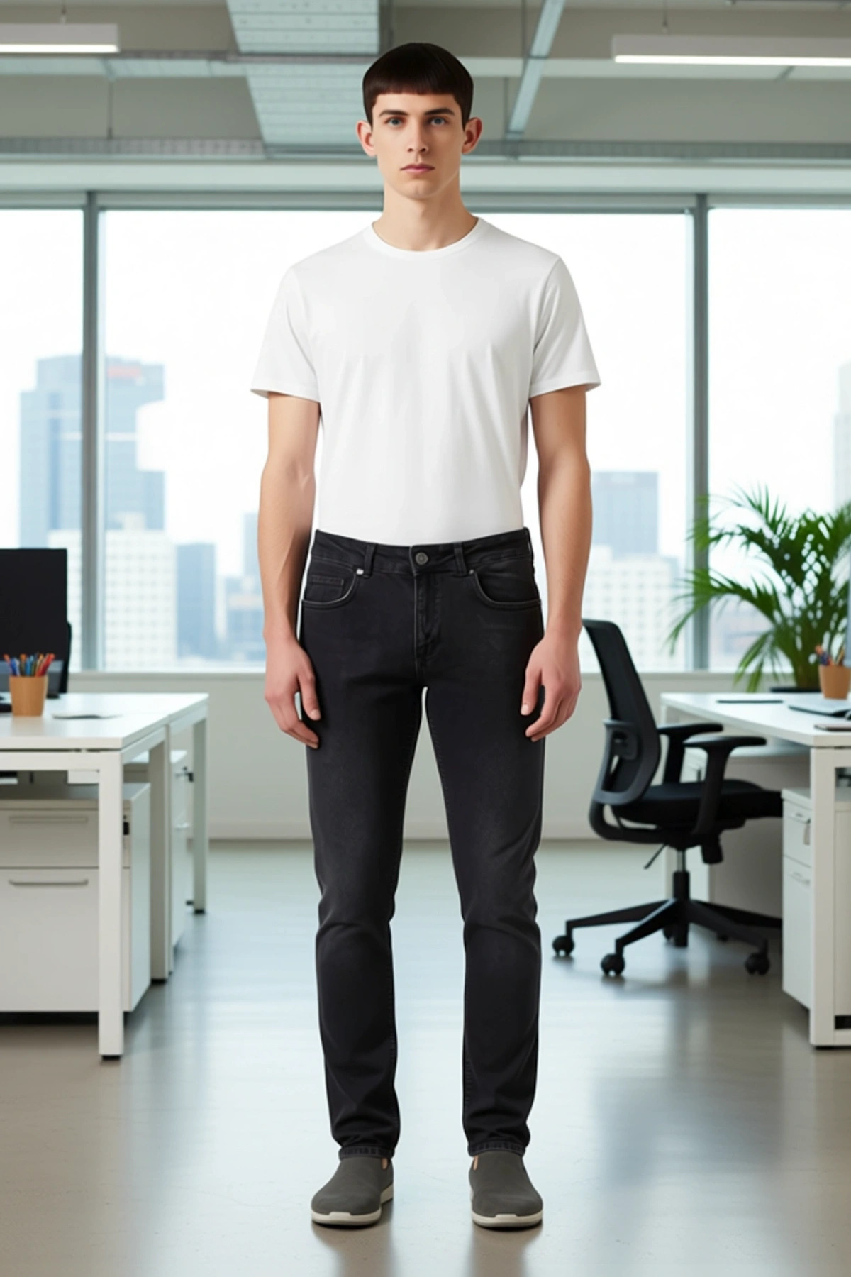 Erkek Moda Regular Fit Jean Pantolon Kemersiz Pamuk Günlük Kullanım Hafta Sonu Kaliteli Malzeme
