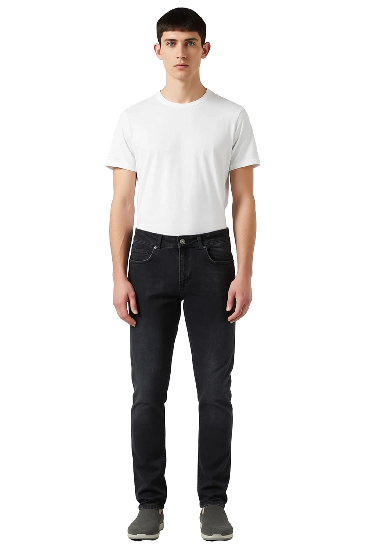 Erkek Moda Regular Fit Jean Pantolon Kemersiz Pamuk Günlük Kullanım Hafta Sonu Kaliteli Malzeme