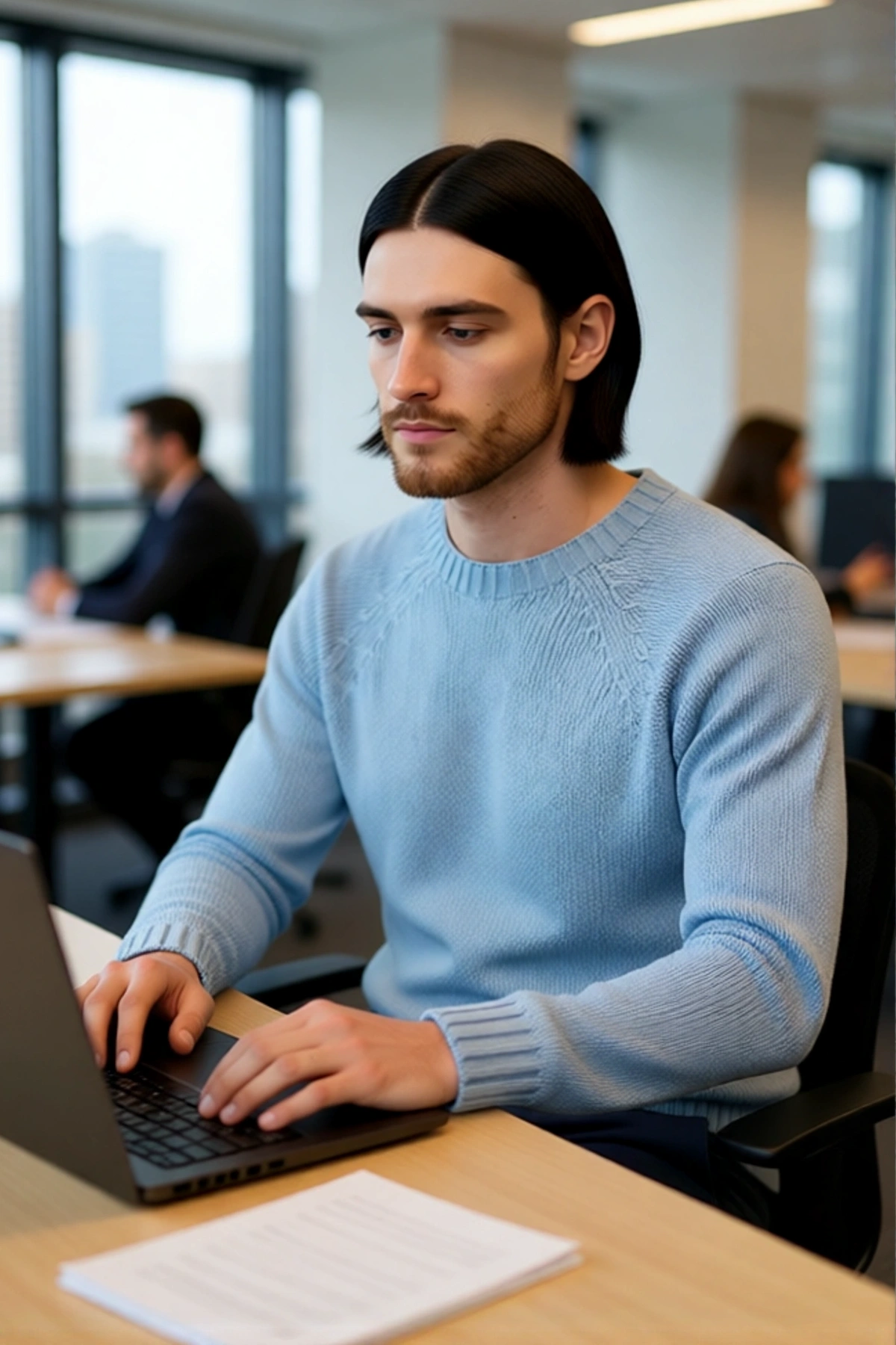 Erkek Fitted Kalıp Bisiklet Yaka Seamless Reglan Kol Basic Triko Kazak Sonbahar Kış Şıklığı