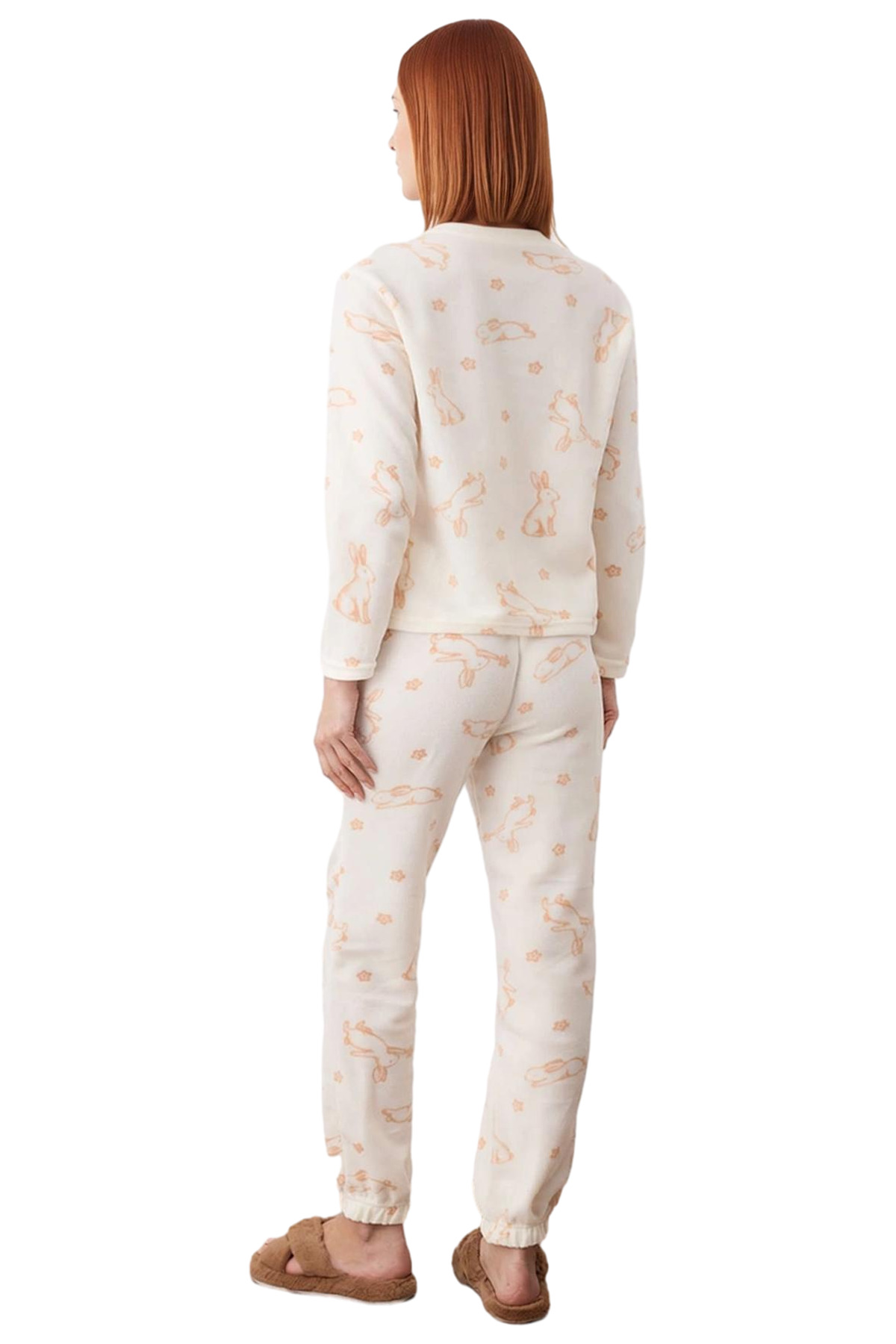 Kadın Tavşan Desenli Polar Pijama Takımı Fonksiyonel Dayanıklı Kaliteli Konforlu Estetik Şık