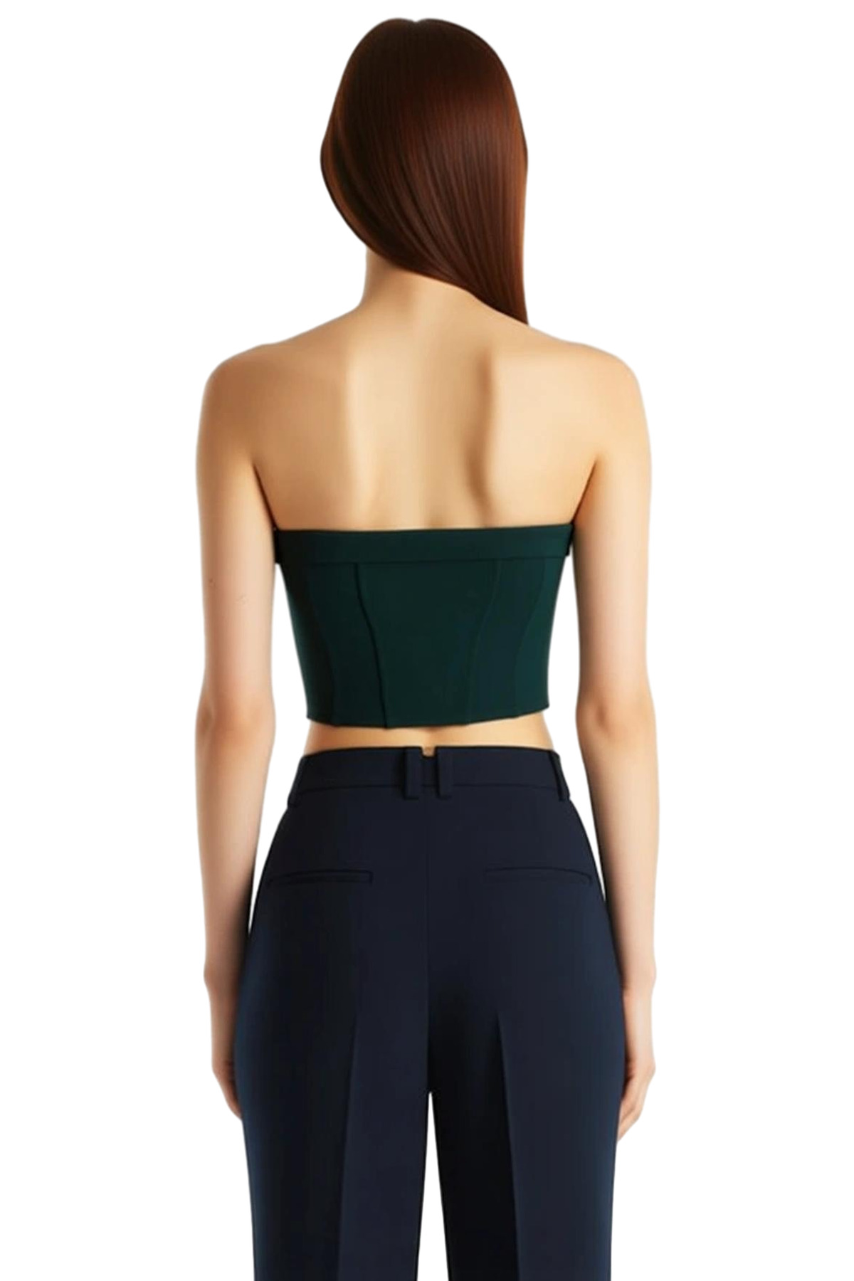 Kadın Fitted Bodycone Crop Straplez Üst İnterlok Örme Cool & Comfort Tarzı Yazlık