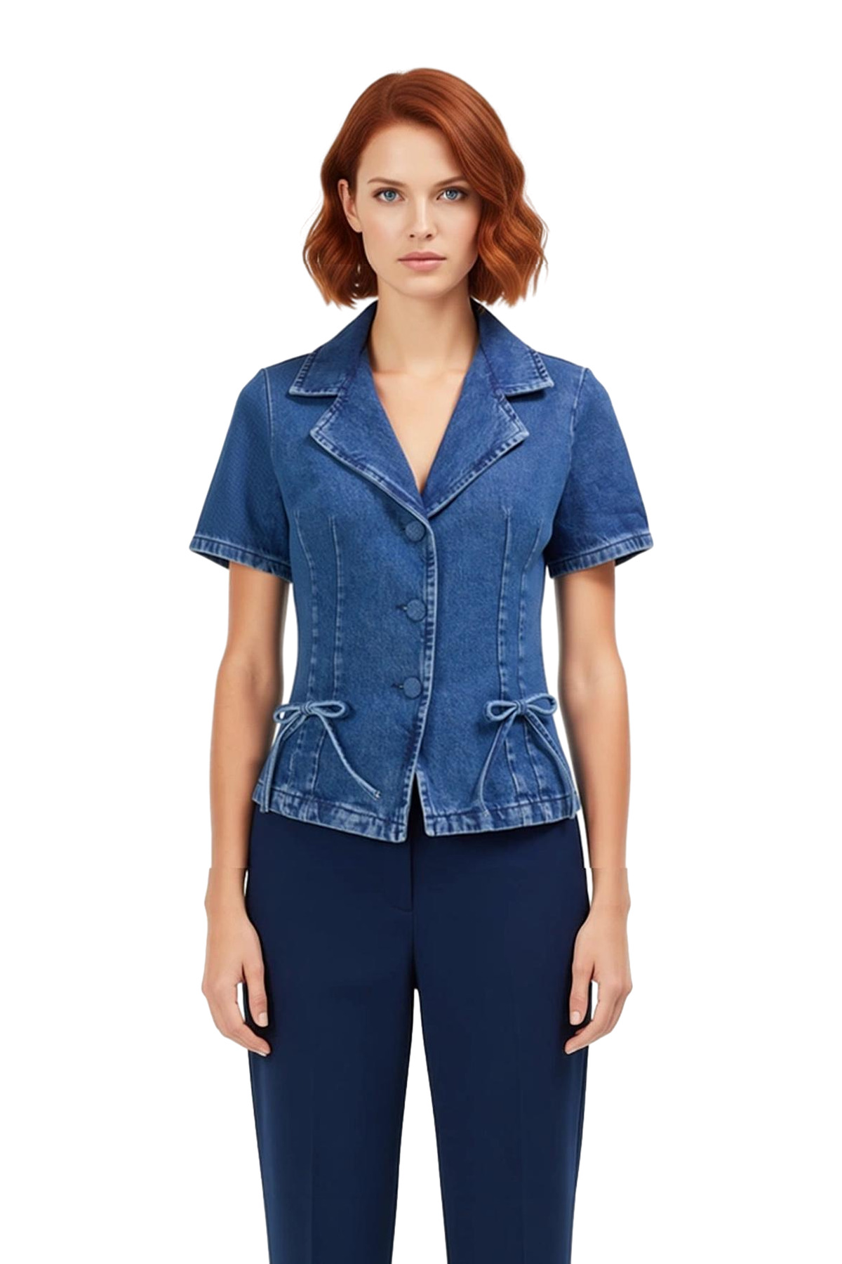 Kadınlara Özel Denim Bluz Fiyonk Detayları İle Şık Görünümünüzü Tamamlayın Her Anınızda Fark Yaratın