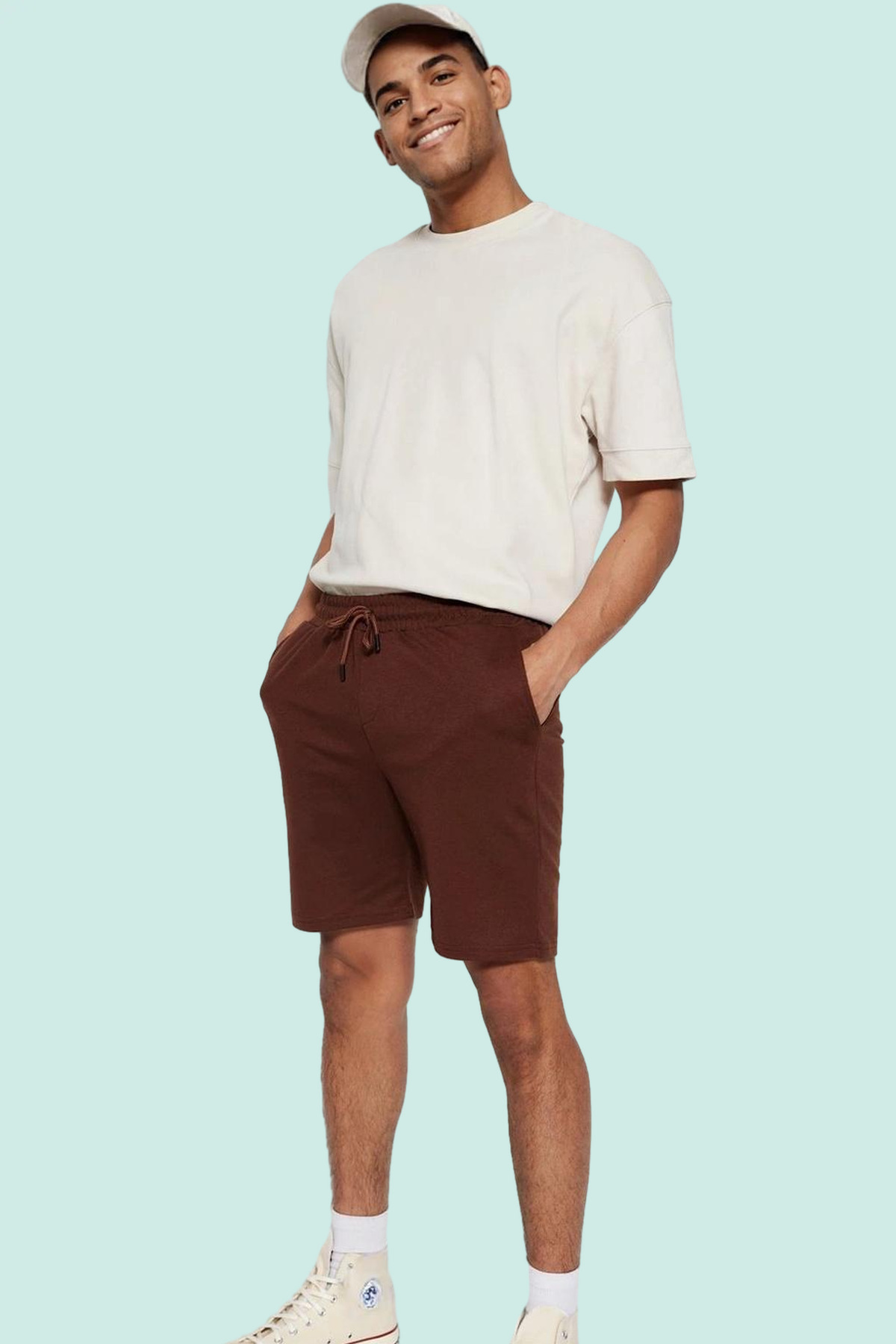 Erkek Moda Basic Regular Şort Çok Rahat Kalıp Boru Paça Günlük Hafta Sonu Yazlık Şort