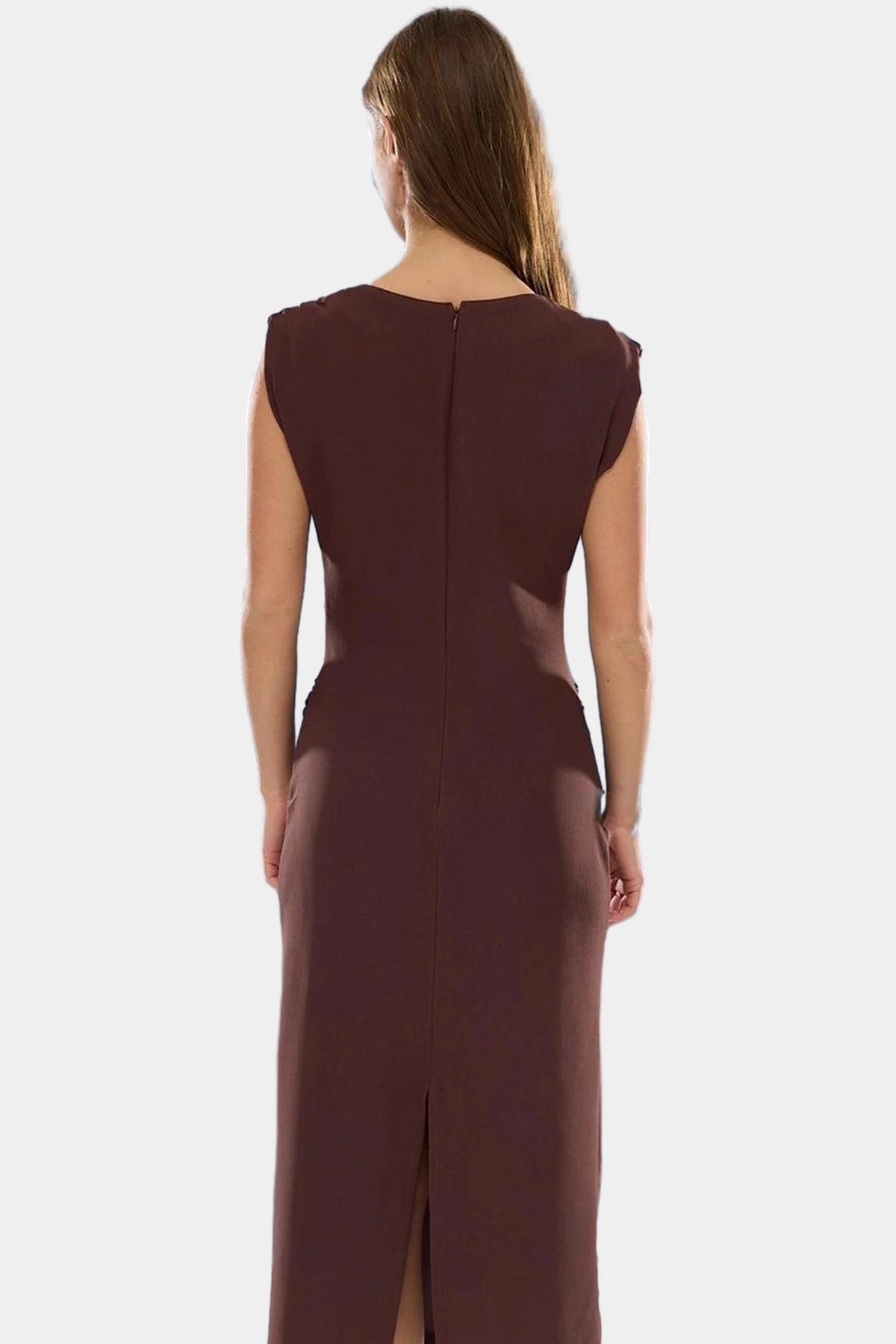 Kadın Midi Boy Bodycon Elbise Soft Krep Dokuma Rahat Ve Şık Günlük Kullanım Modern Tasarım