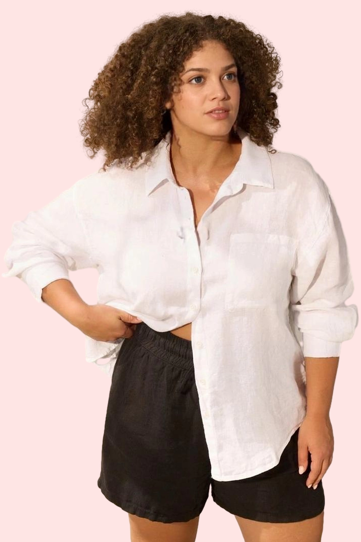 Kadın Büyük Beden Oversize Keten Gömlek Günlük Stil Özel Günler Yaz Aylarının Vazgeçilmezi