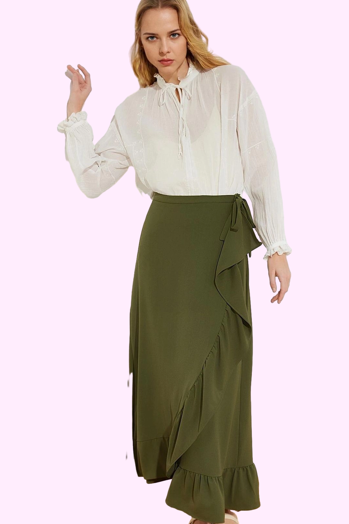 Kadın Maxi Anvelop Etek Volanlı Sarong Kalıp Desenli Yazlık Günlük Kullanım Modern Tasarım
