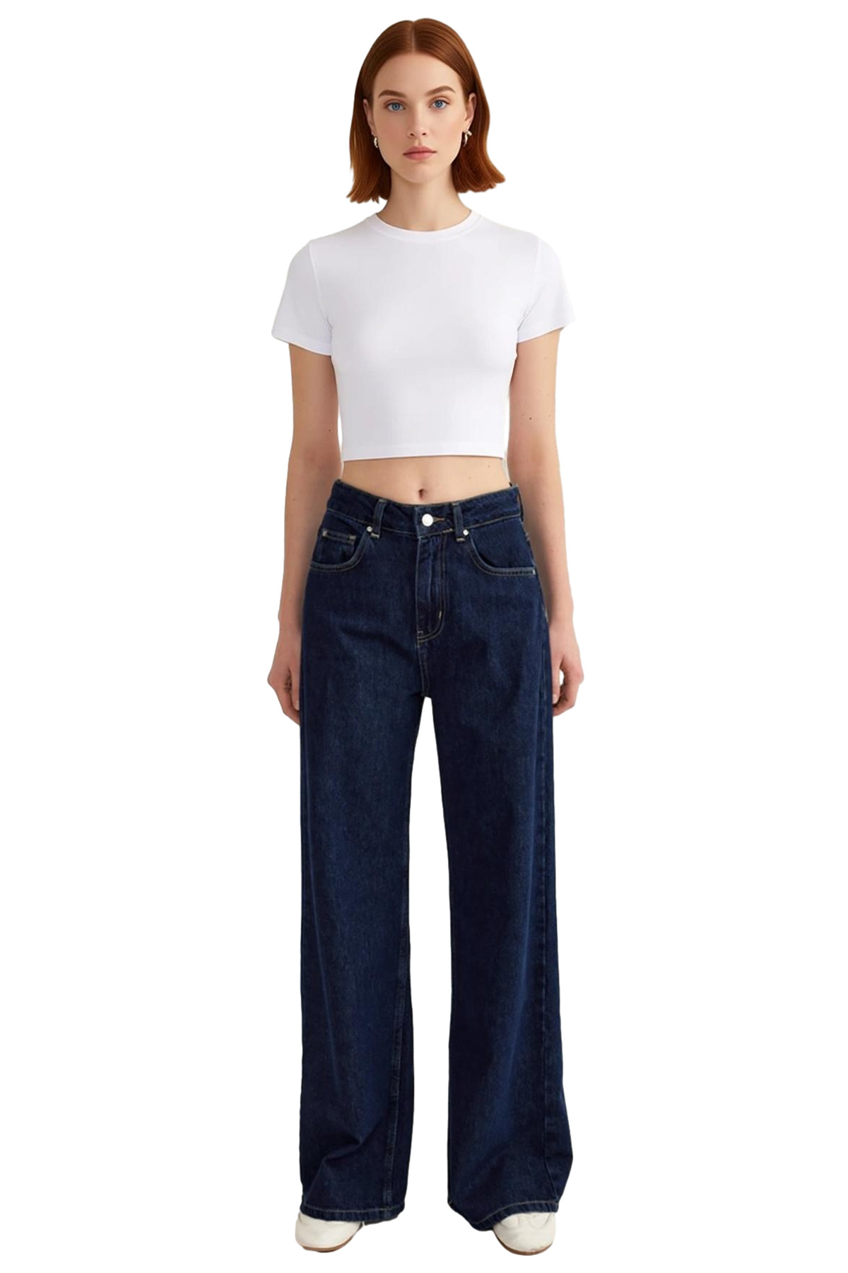 Kadın Moda Geniş Paça Uzun Boy Kot Pantolon Pamuklu Günlük Kullanım Hafta Sonu Kaliteli Malzeme