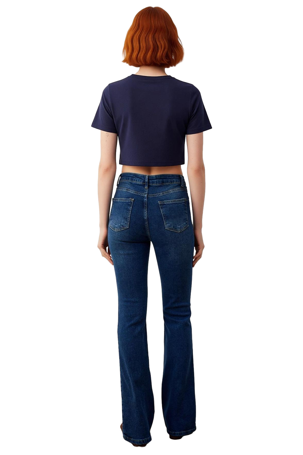 Kadın Moda Yüksek Bel Uzun Boy Flare Jean Denim Günlük Kombinler Hafta Sonu Mevsimlik Kullanım