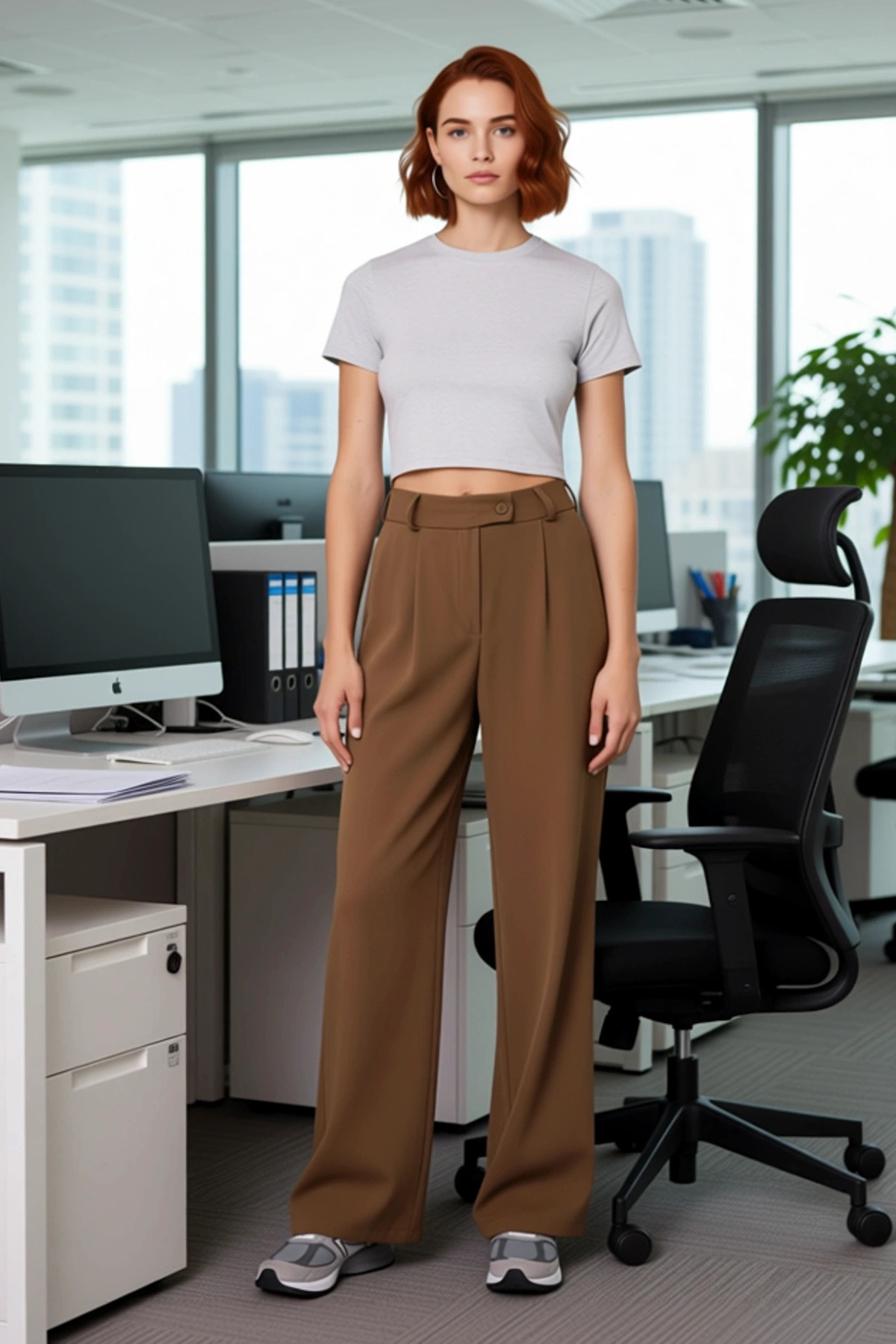 Kadın Moda Geniş Paça Dokuma Pantolon Casual Stil Günlük Kombinler İçin Yazlık