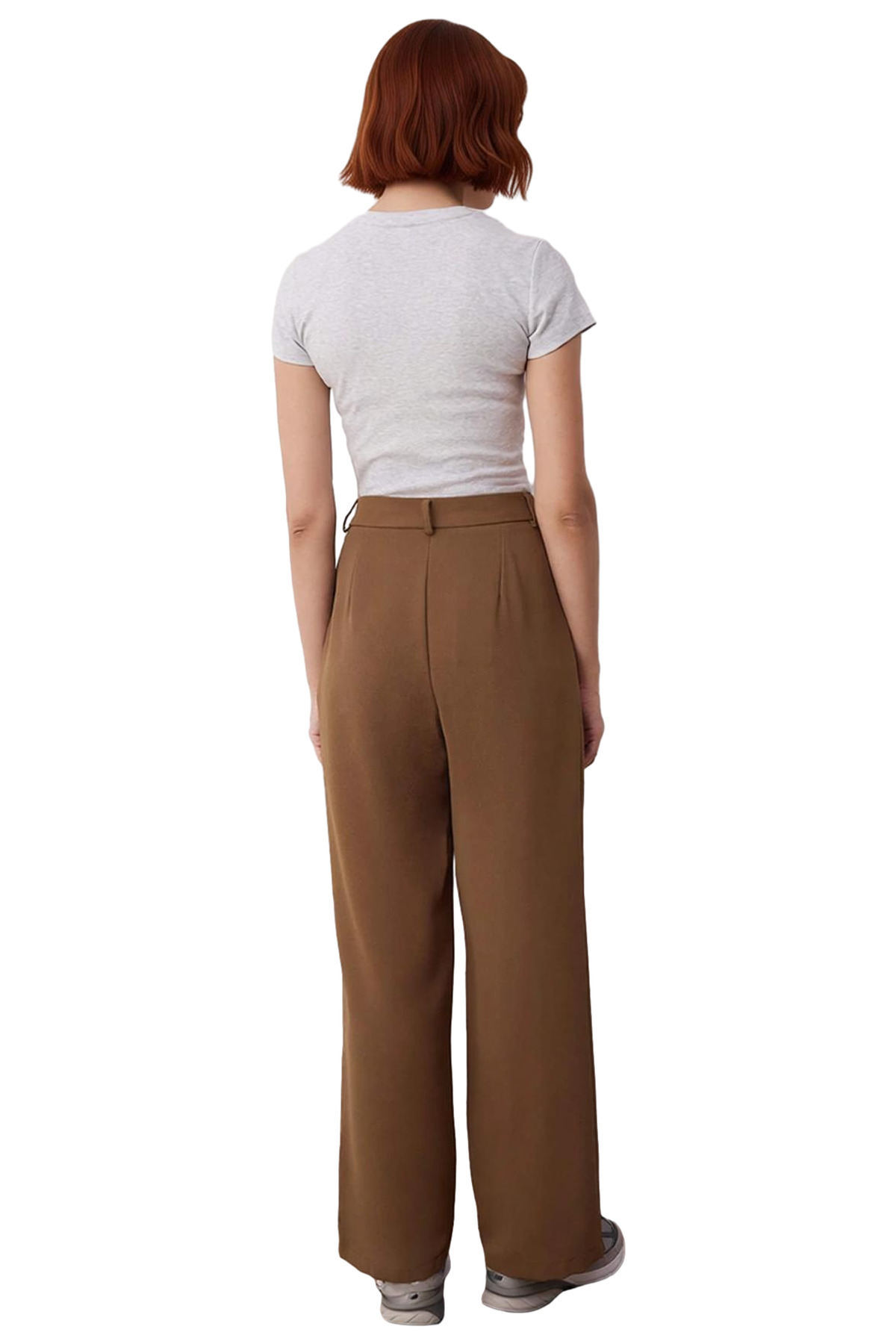 Kadın Moda Geniş Paça Dokuma Pantolon Casual Stil Günlük Kombinler İçin Yazlık