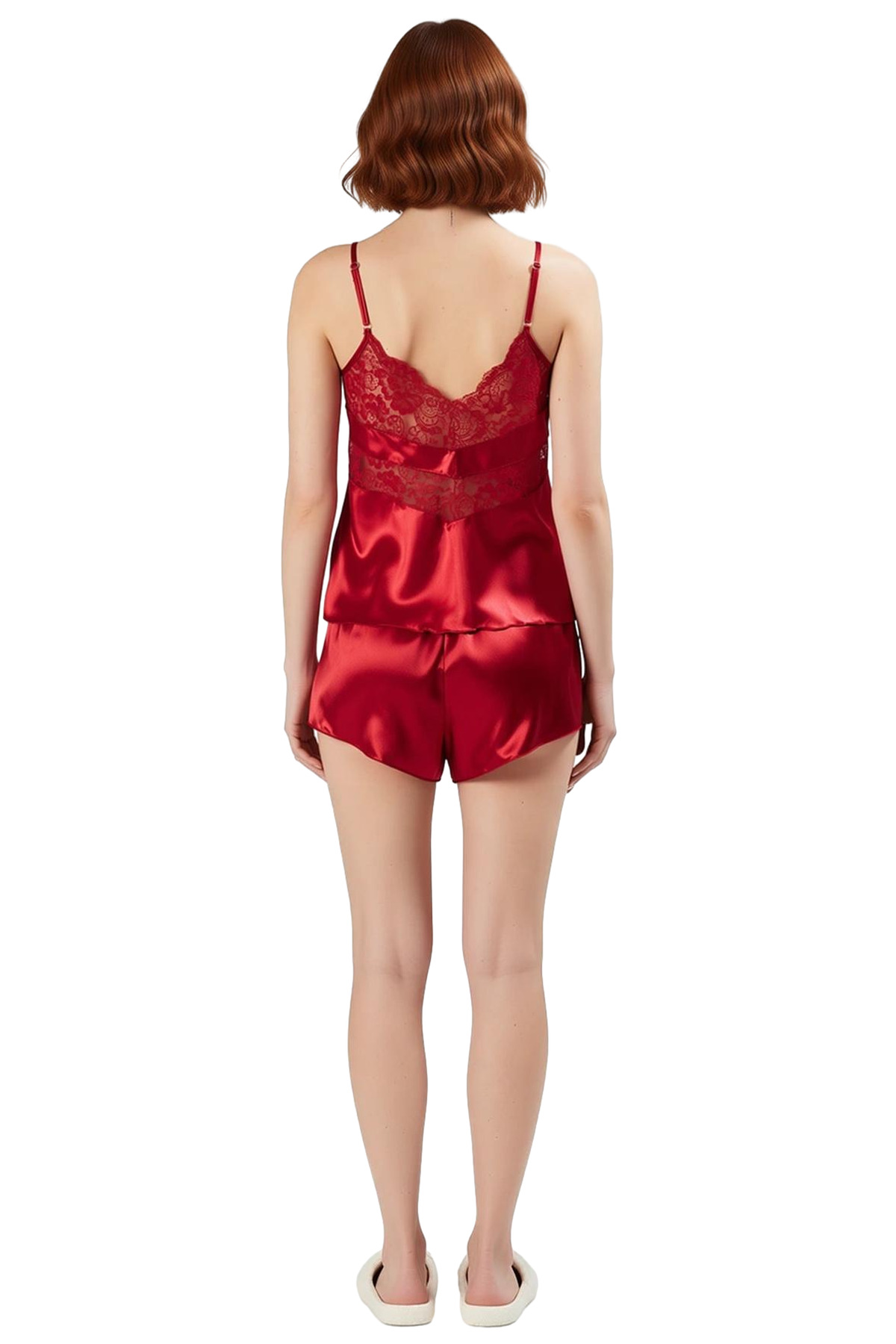 Kadın Saten Pijama Takımı İnce Askılı Atlet Şort Regular Kalıp Mükemmel Uyum Şık Görünüm Uzun Ömürlü