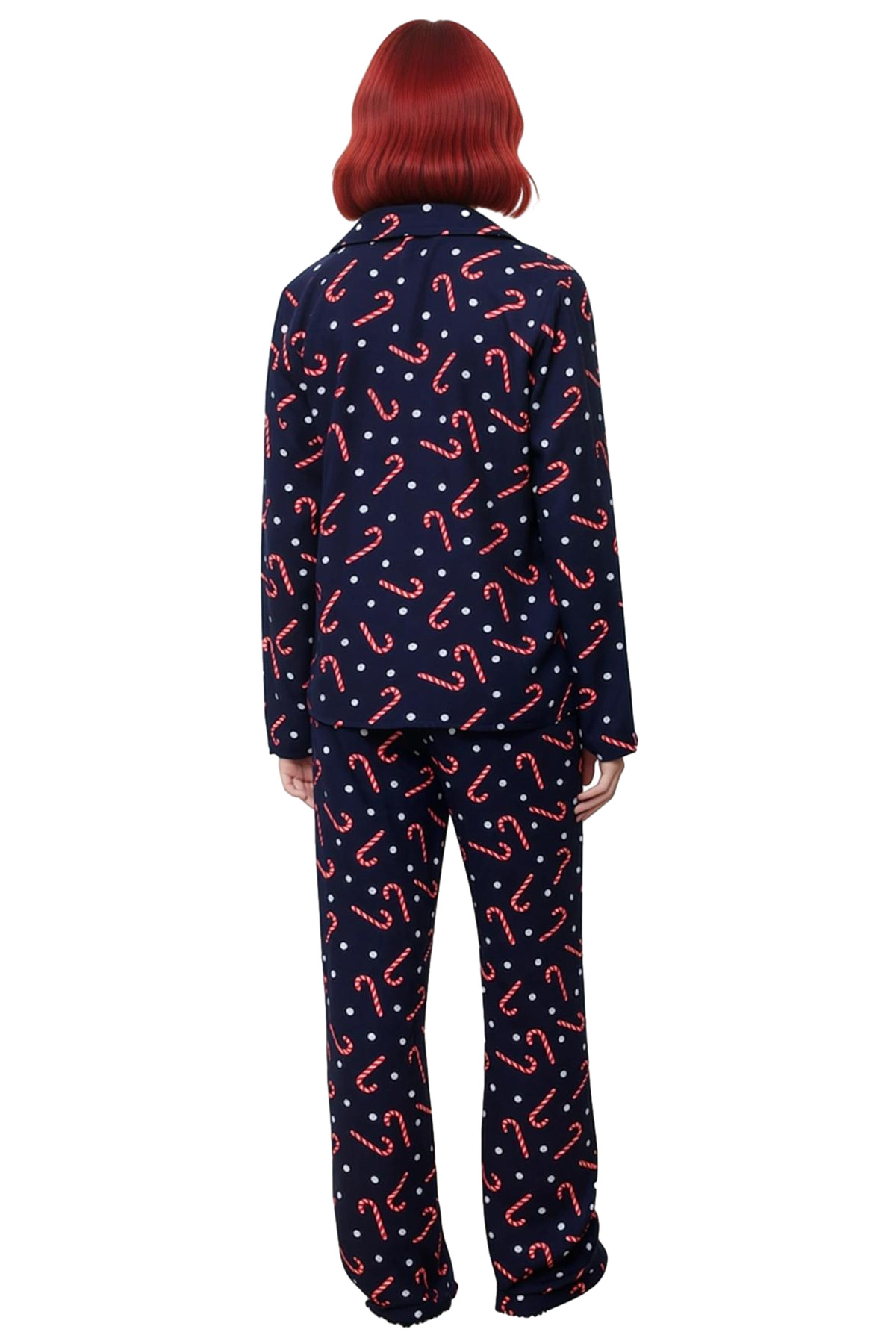 Kadın Yılbaşı Temalı Viskoz Pijama Takımı Rahat Geniş Paça Shally Dokuma Yüksek Kalite