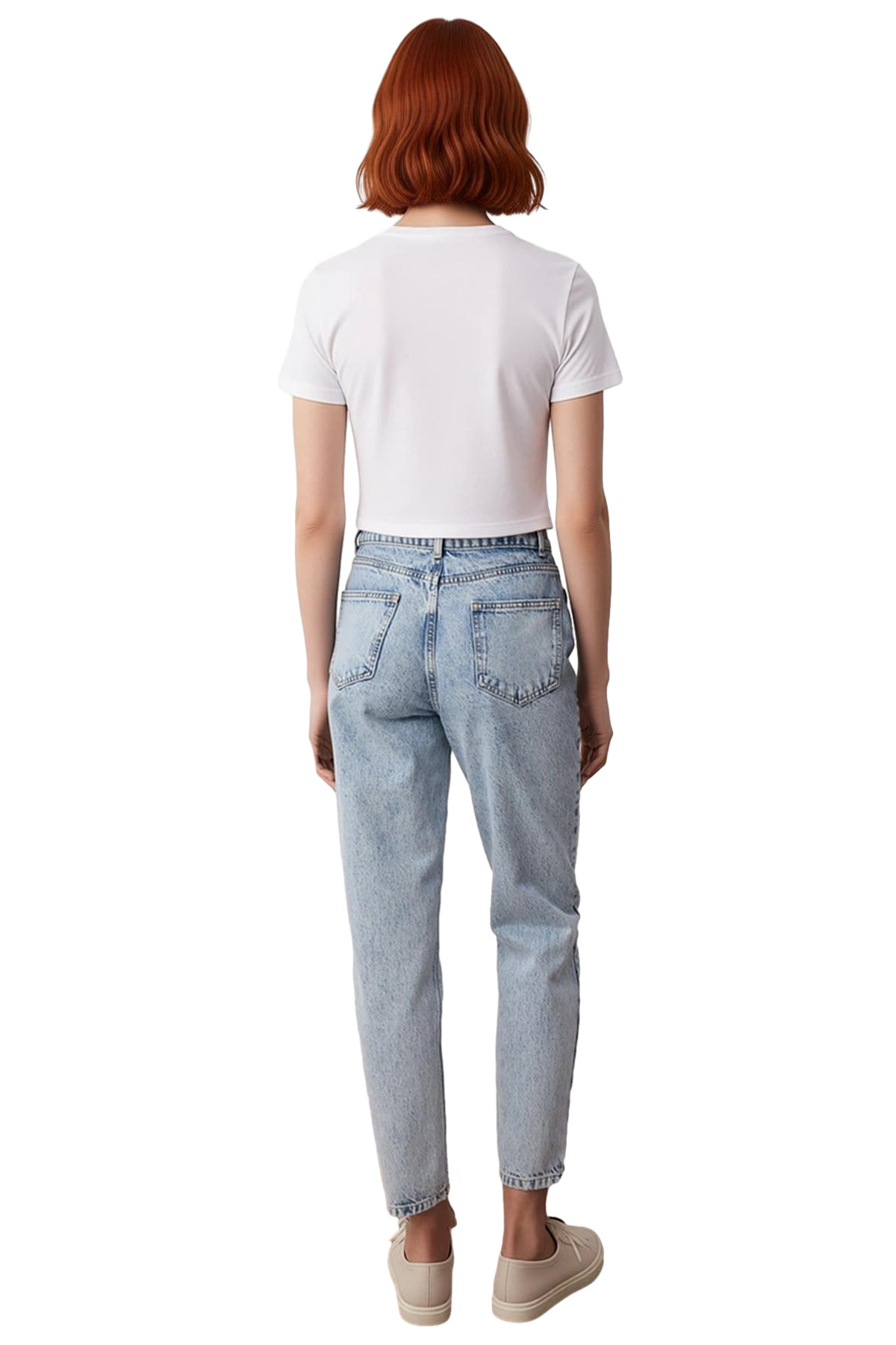 Kadın Moda Yüksek Bel Mom Jean Dar Paça Düz Desen Günlük Kombinler Hafta Sonu Dayanıklı Malzeme