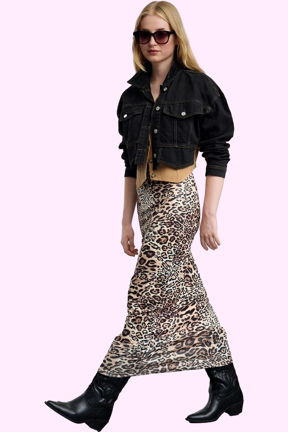 Kadın Maxi Leopar Desenli A line Etek Beli Lastikli Günlük Şıklık Yaz Aylarının Vazgeçilmezi