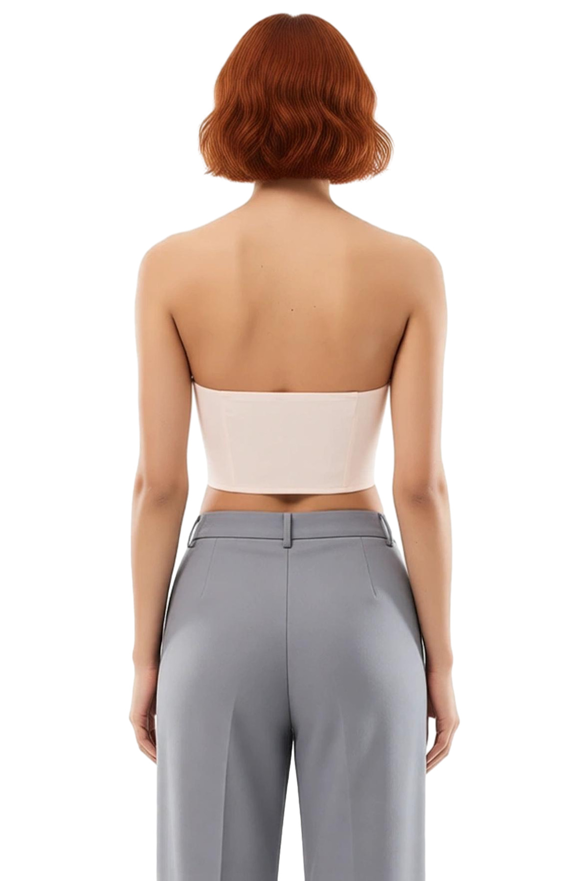 Straplez Crop Bluz Bağlama Detayli Dokuma Polyester Yazlık Kaliteli İşçilik Dayanıklı Malzeme