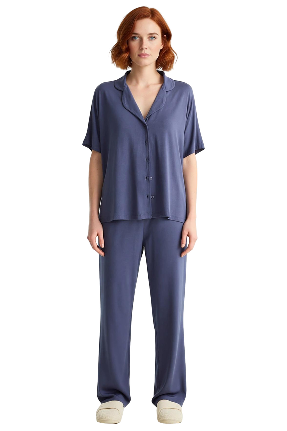 Kadın Rahat Kalıp Viskon Süprem Örme Pijama Takımı Seçkin Malzeme Trend Tasarım