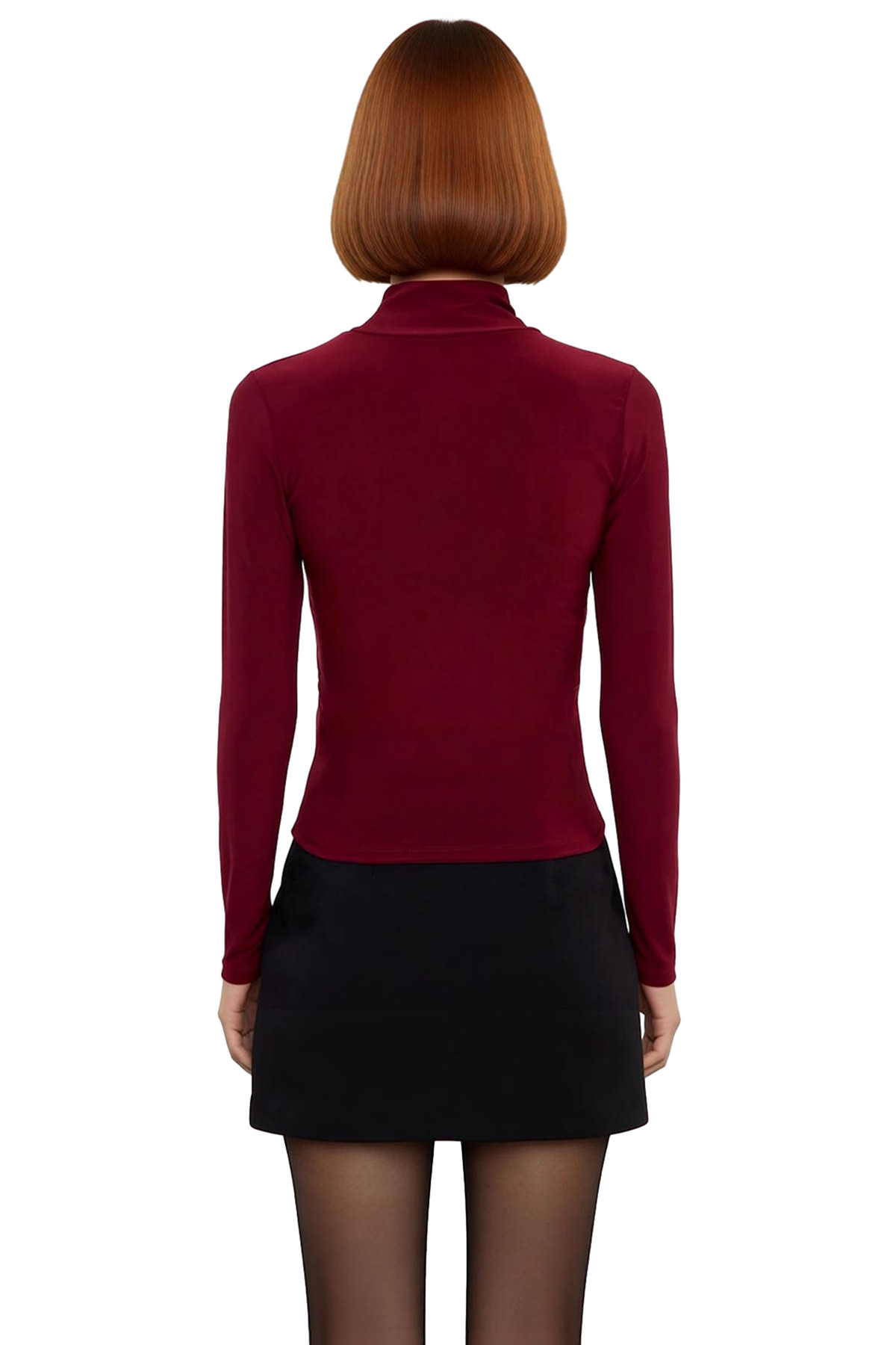 Kadın Dik Yaka Uzun Kollu Fitted Örme Bluz Smart Casual Kış Koleksiyonu İçin İdeal Bir Seçenek